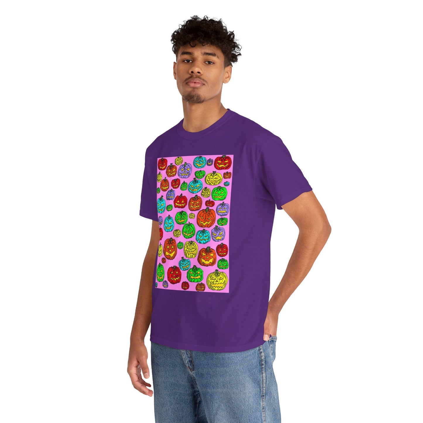 Colorful Pumpkin Graphic Tee, Unisex Cotton T-Shirt, Halloween Costume, Fall Apparel, Trendy Graphic Shirt, Casual Wear