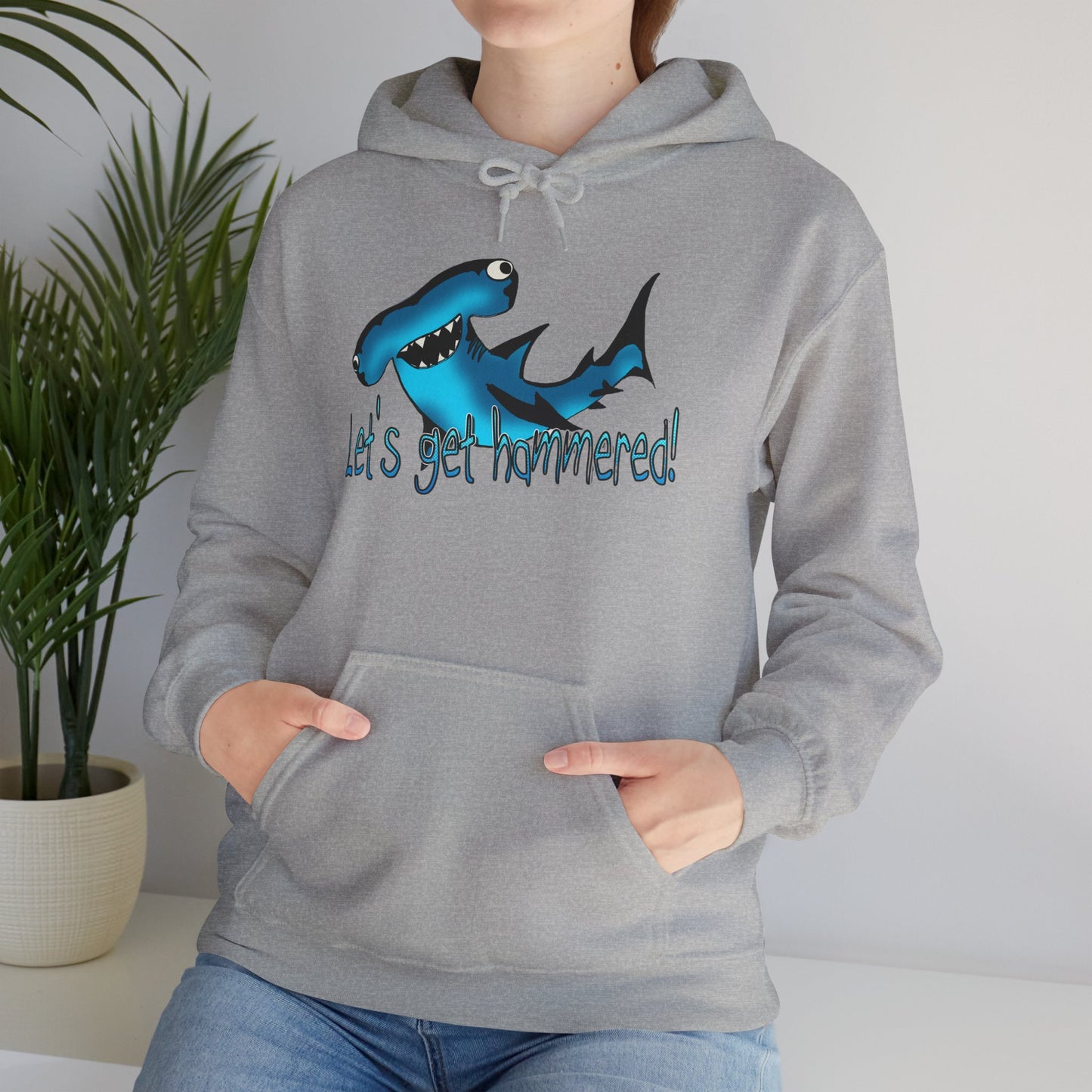Let's Get Hammered Shark-Themed Unisex Hoodie: Let's Get Fin-tastic, Casual Wear, Gift for Ocean Lovers, Beach Party, Summer Fun