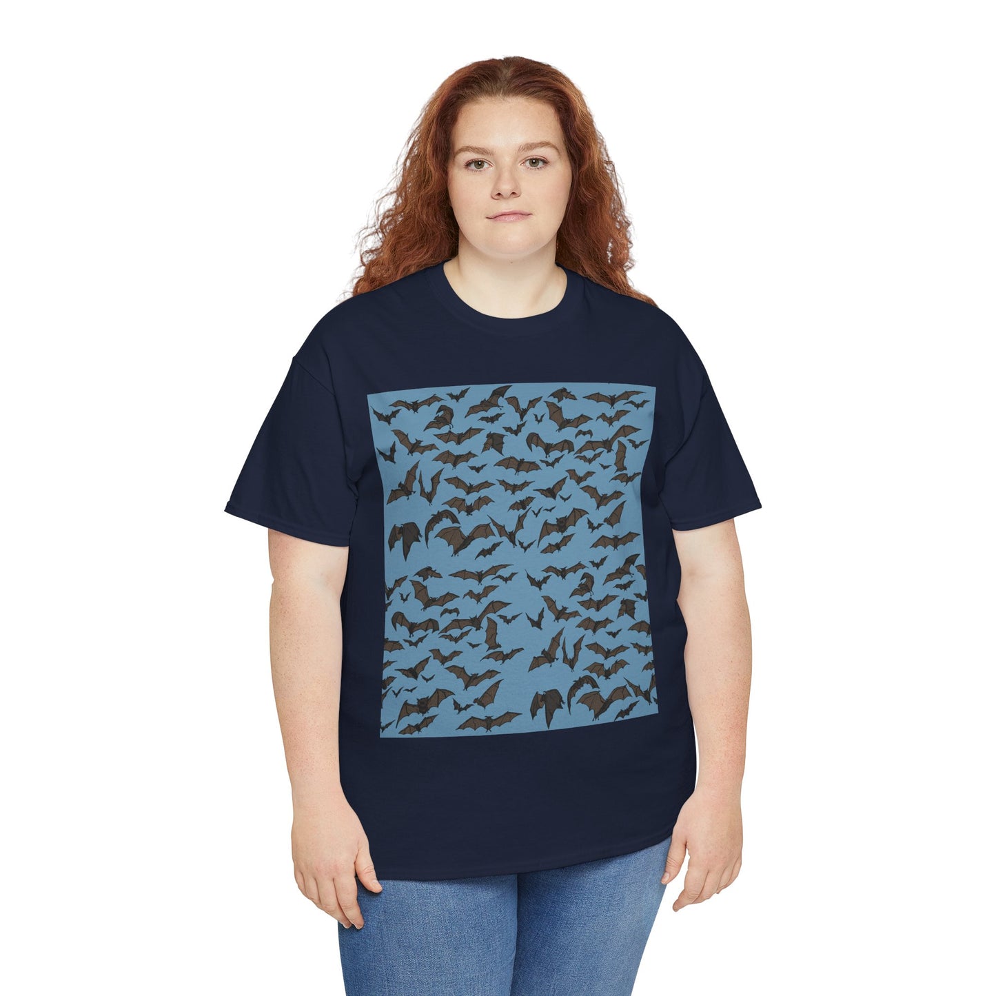 Unisex Bat Print Cotton Tee, Casual Graphic Tee, Halloween Apparel, Unique Gift for Animal Lovers, Stylish Everyday Wear