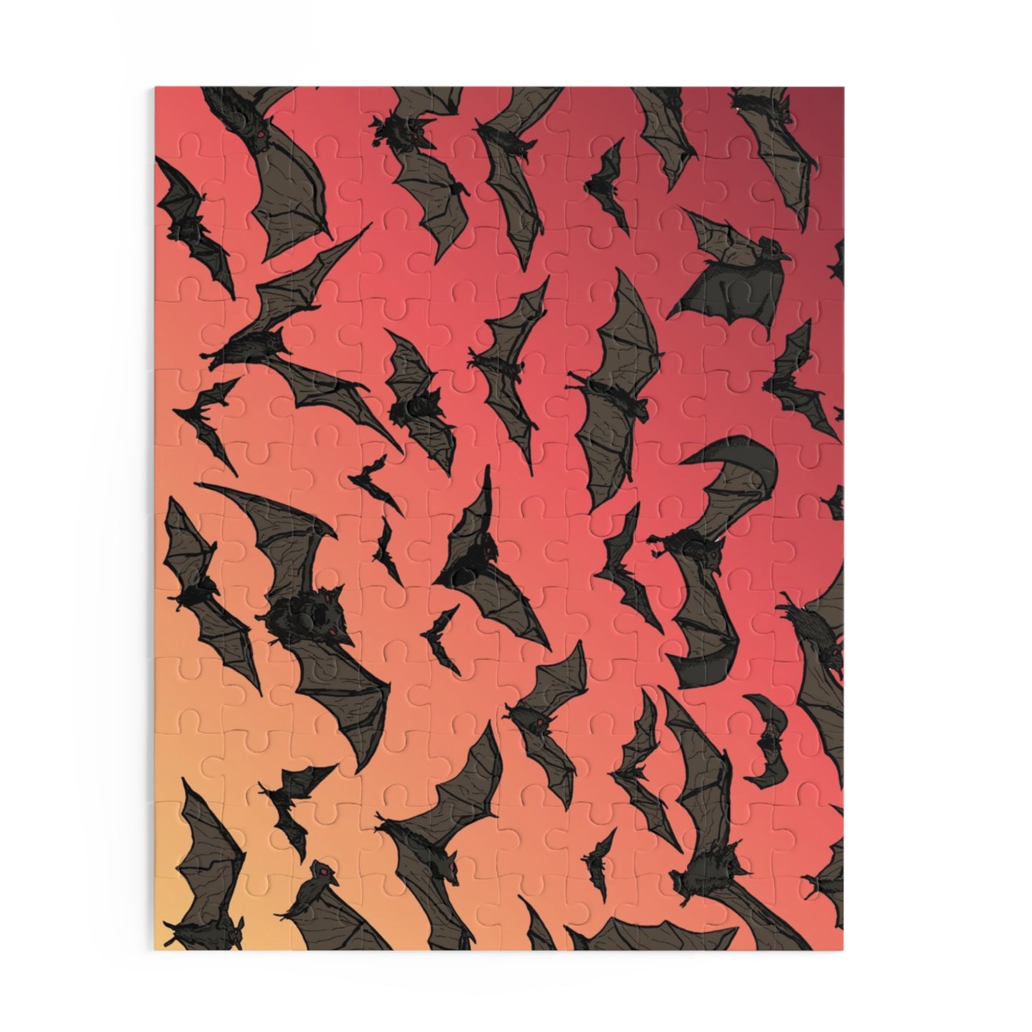 Bat Swarm Gradient Puzzle — 120/252/500-Piece Halloween Jigsaw