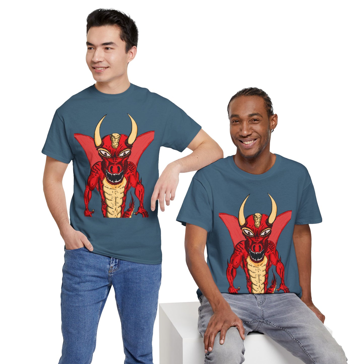 Bold Red Dragon Unisex Heavy Cotton Tee | Graphic Shirt for Anime Fans, Party Wear, Casual Outfit, Gift for Him/Her