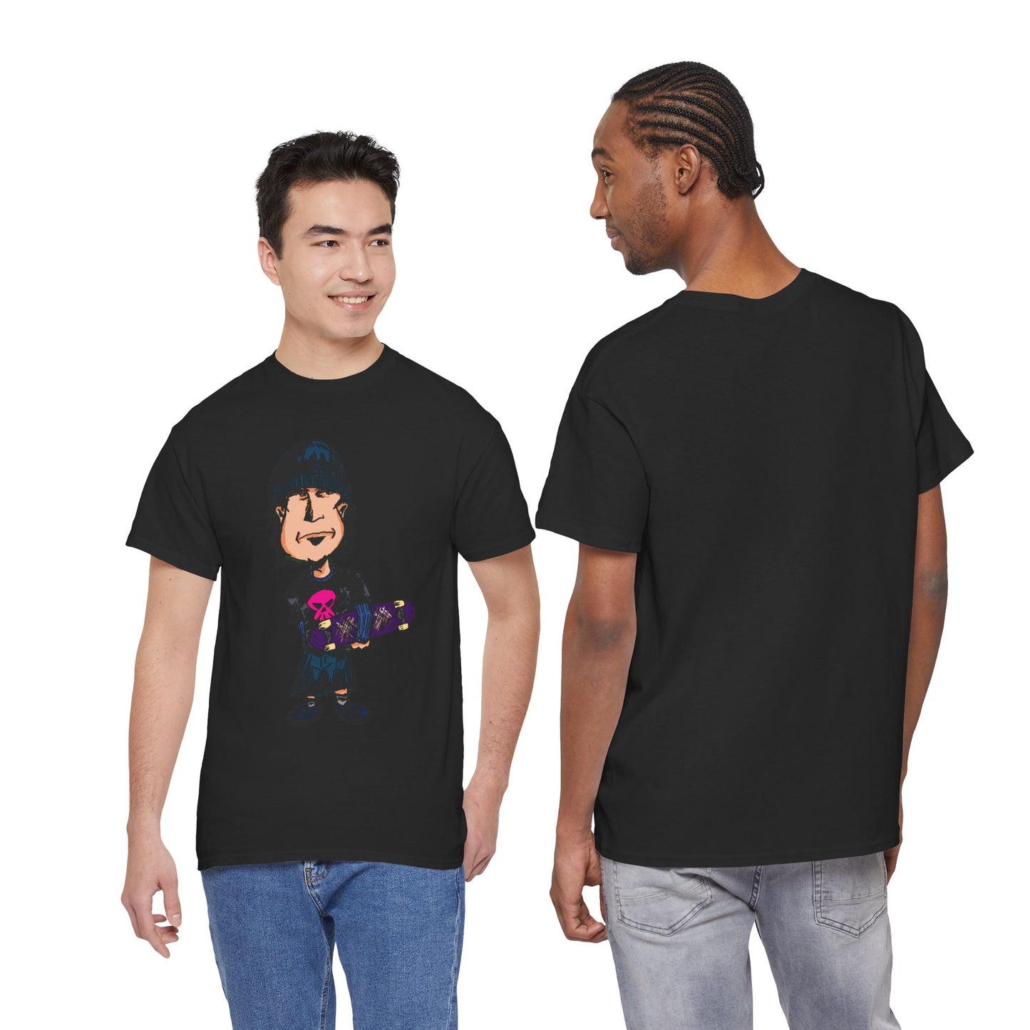 Rude Skater Dude - Skate Punk - Skater Kid Cartoon T‑Shirt — Cute Skateboarder Graphic Tee