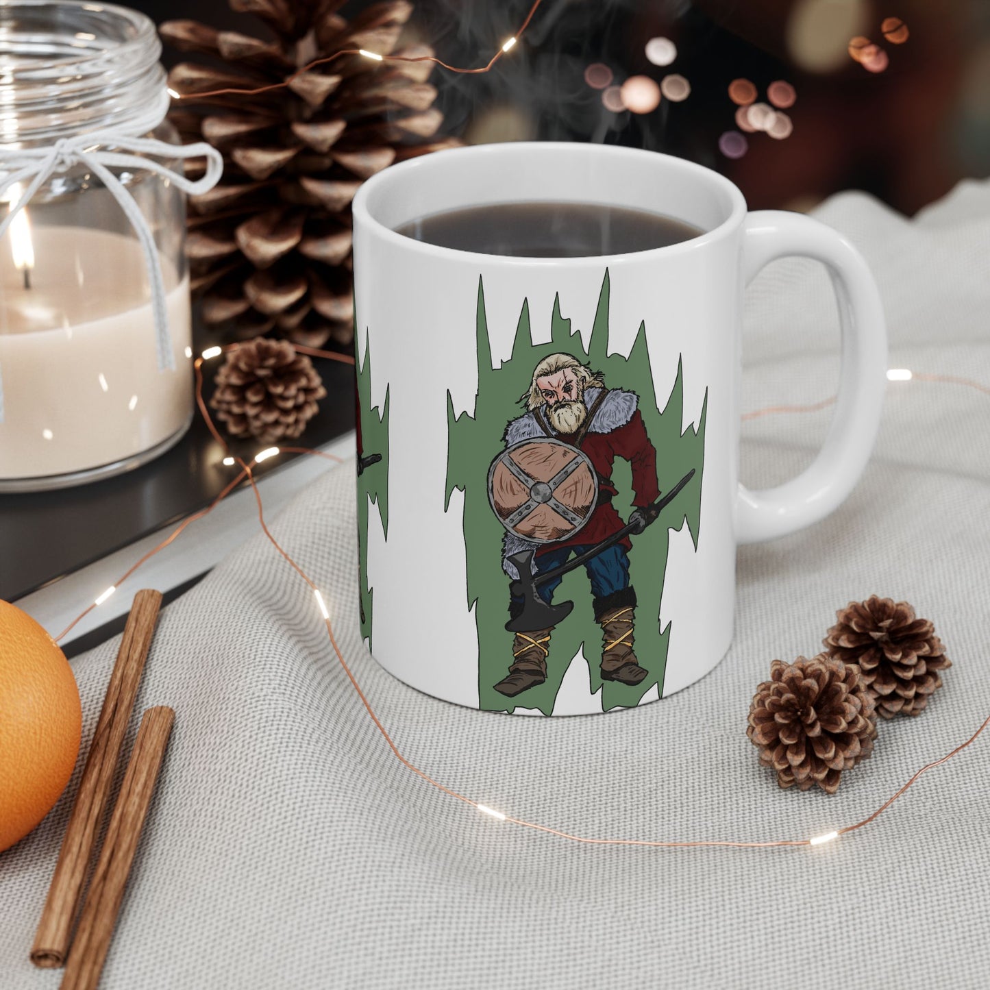Epic Viking Warrior Ceramic Mug, Norse Mythology Gift, Coffee Cup for Gamers, Fantasy Lover's Mug, Unique Home Decor