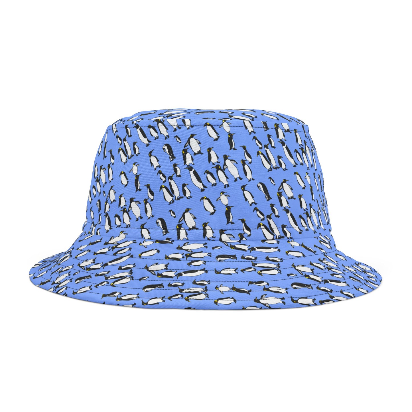 Penguin Print Bucket Hat, AOP Hat for Summer, Trendy Beach Hat, Fun Gift for Animal Lovers, Unique Gift for Adventurers
