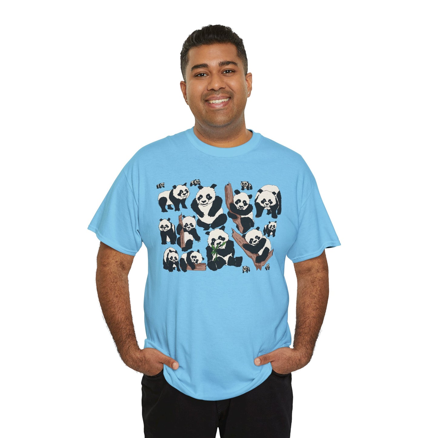 Cute Panda Design Unisex Heavy Cotton Tee | Animal Lover Gift, Casual Wear, Eco-Friendly Apparel, Nature Enthusiast Clothing