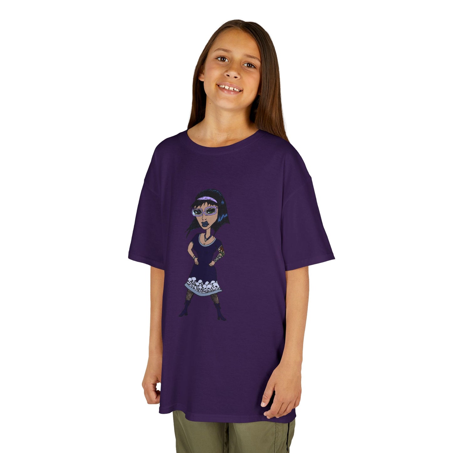 Kids Tee — Vintage Gothic Girl Cartoon Graphic Tee for Children