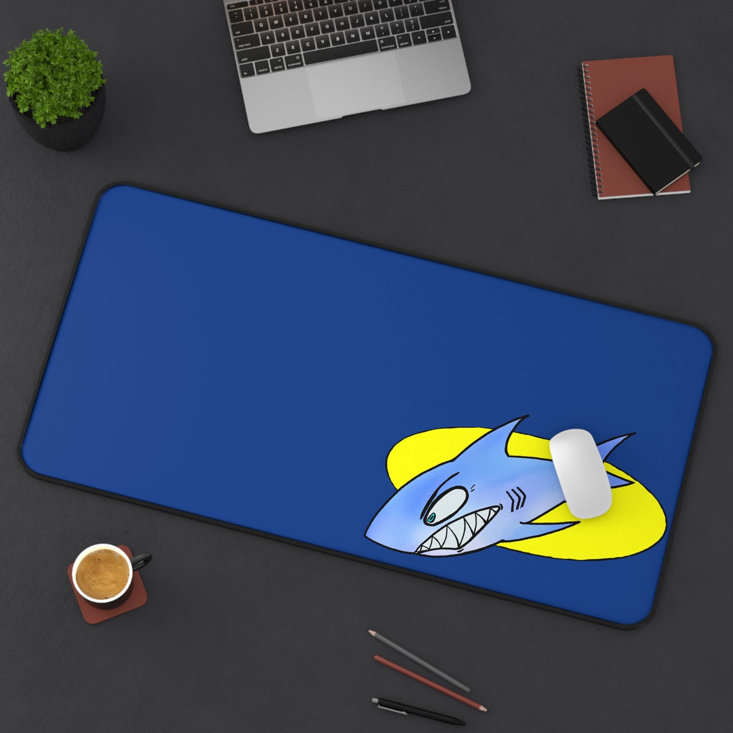 Reef Shark Desk Mat - Fun Office Decor for Shark Lovers, Gaming, Study, Gift for Kids and Adults, Coastal Vibe, Nautical Theme