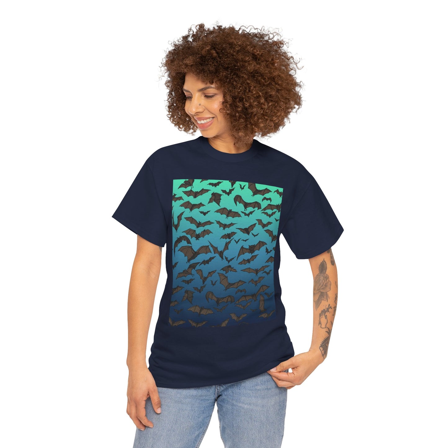 Bat Swarm Graphic Tee — Gradient Night Flight T-Shirt
