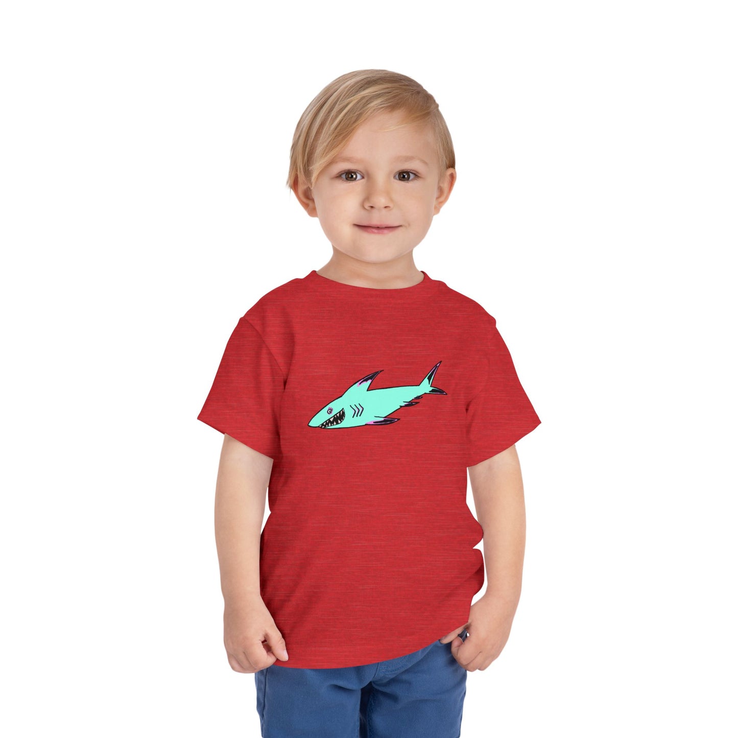 Toddler Tee — Cute Teal Shark Graphic Kids T‑Shirt
