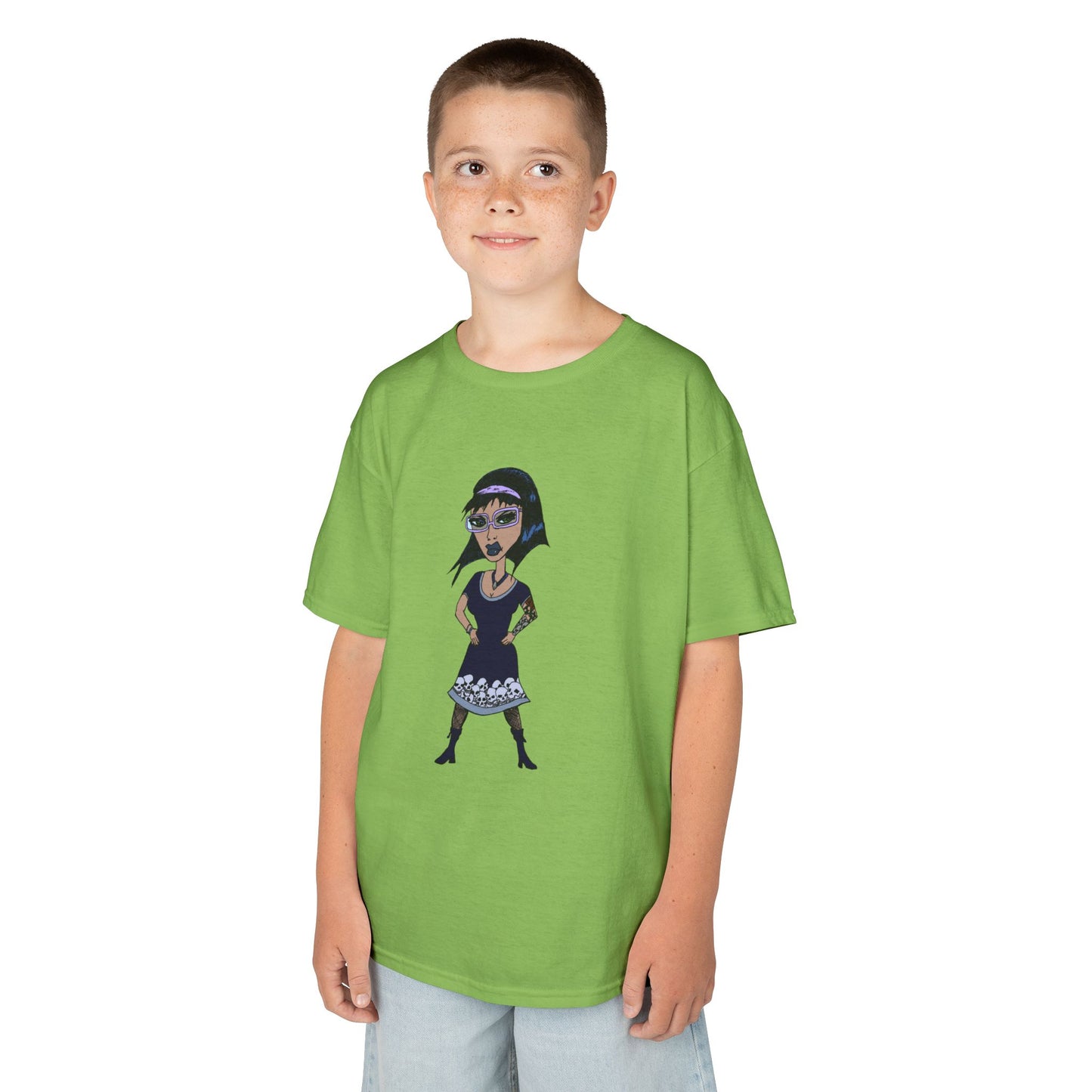 Kids Tee — Vintage Gothic Girl Cartoon Graphic Tee for Children