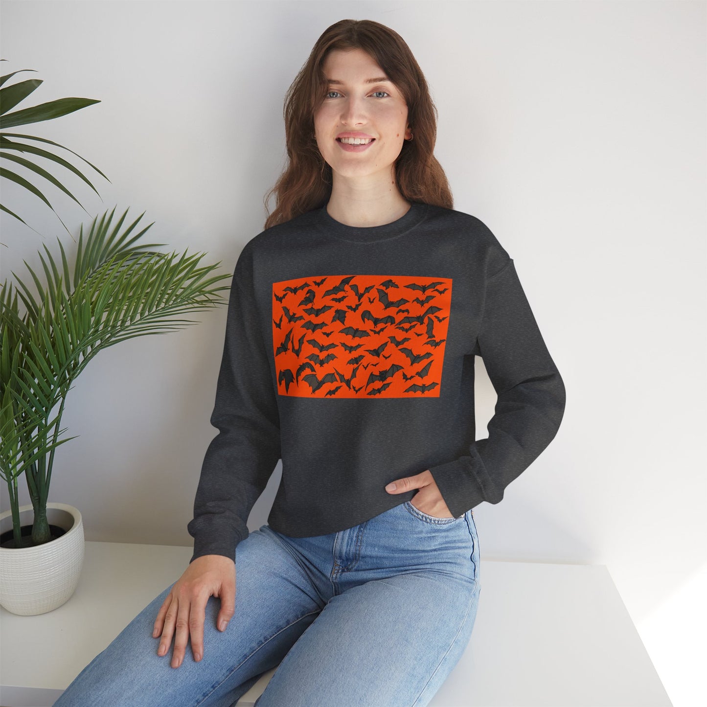 Halloween Bat Print Crewneck Sweatshirt