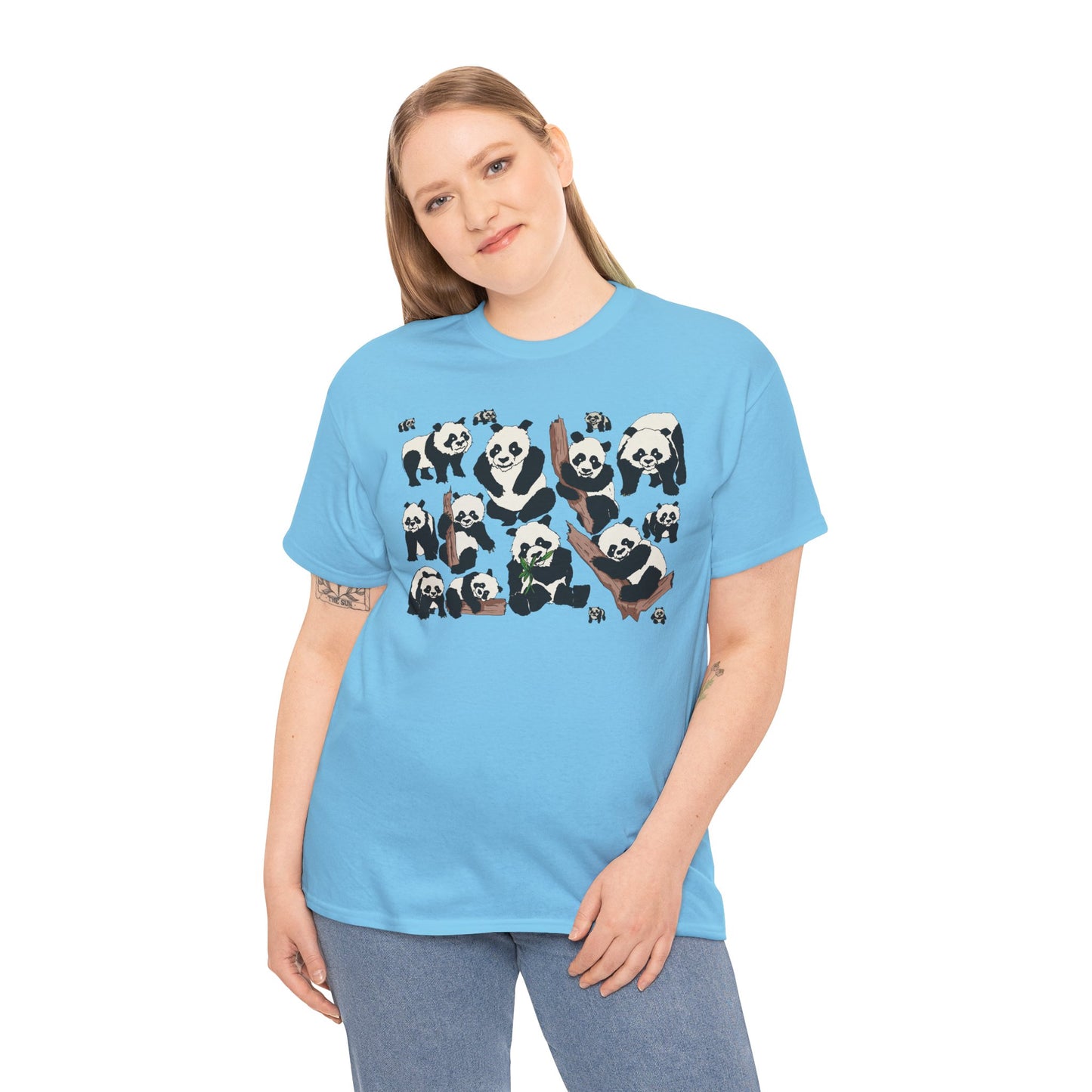 Cute Panda Design Unisex Heavy Cotton Tee | Animal Lover Gift, Casual Wear, Eco-Friendly Apparel, Nature Enthusiast Clothing