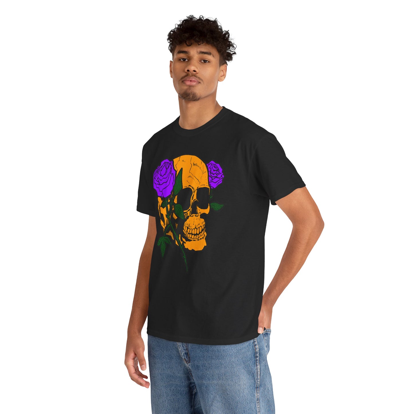 Skull and Roses Unisex Tee, Gothic Aesthetic Shirt, Vintage Graphic T-Shirt, Streetwear Essentials, Edgy Casual Wear