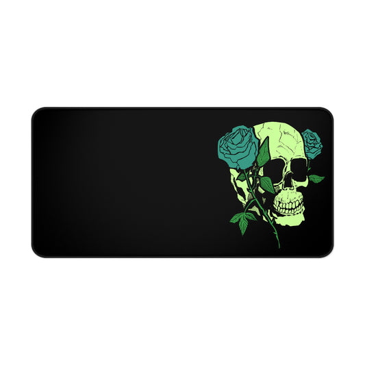Skull & Roses(greens) Desk Mat - Aesthetic Office Decor for Creative Minds