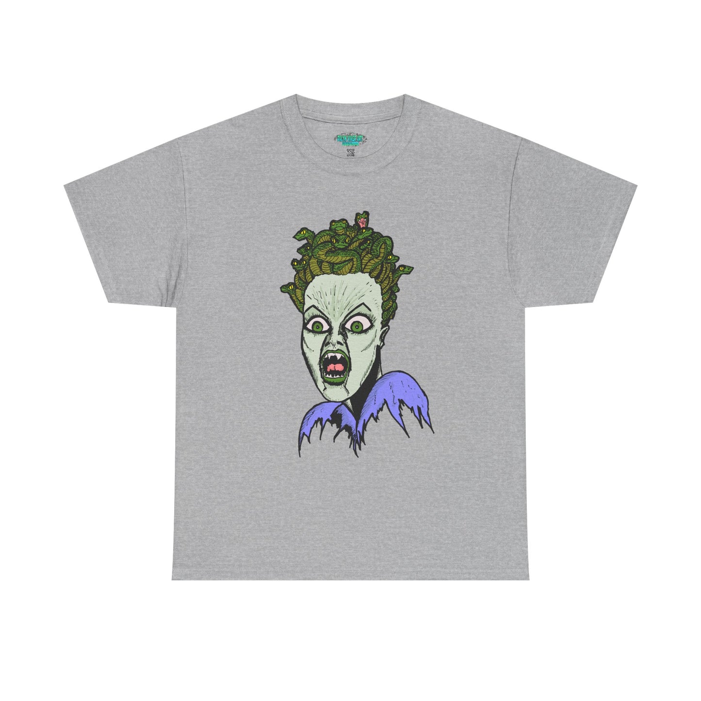 Spooky Medusa Unisex Heavy Cotton Tee - Perfect for Halloween, Horror Fans, Casual Wear, Party Outfits, Graphic Tees