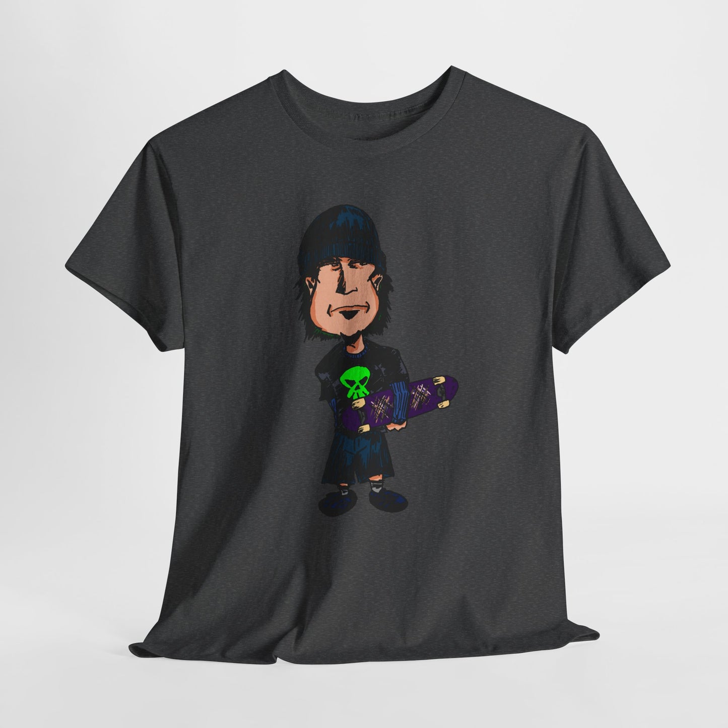 Rude Skater Dude - Skate Punk Cartoon Tee – Boy with Skateboard Graphic Shirt