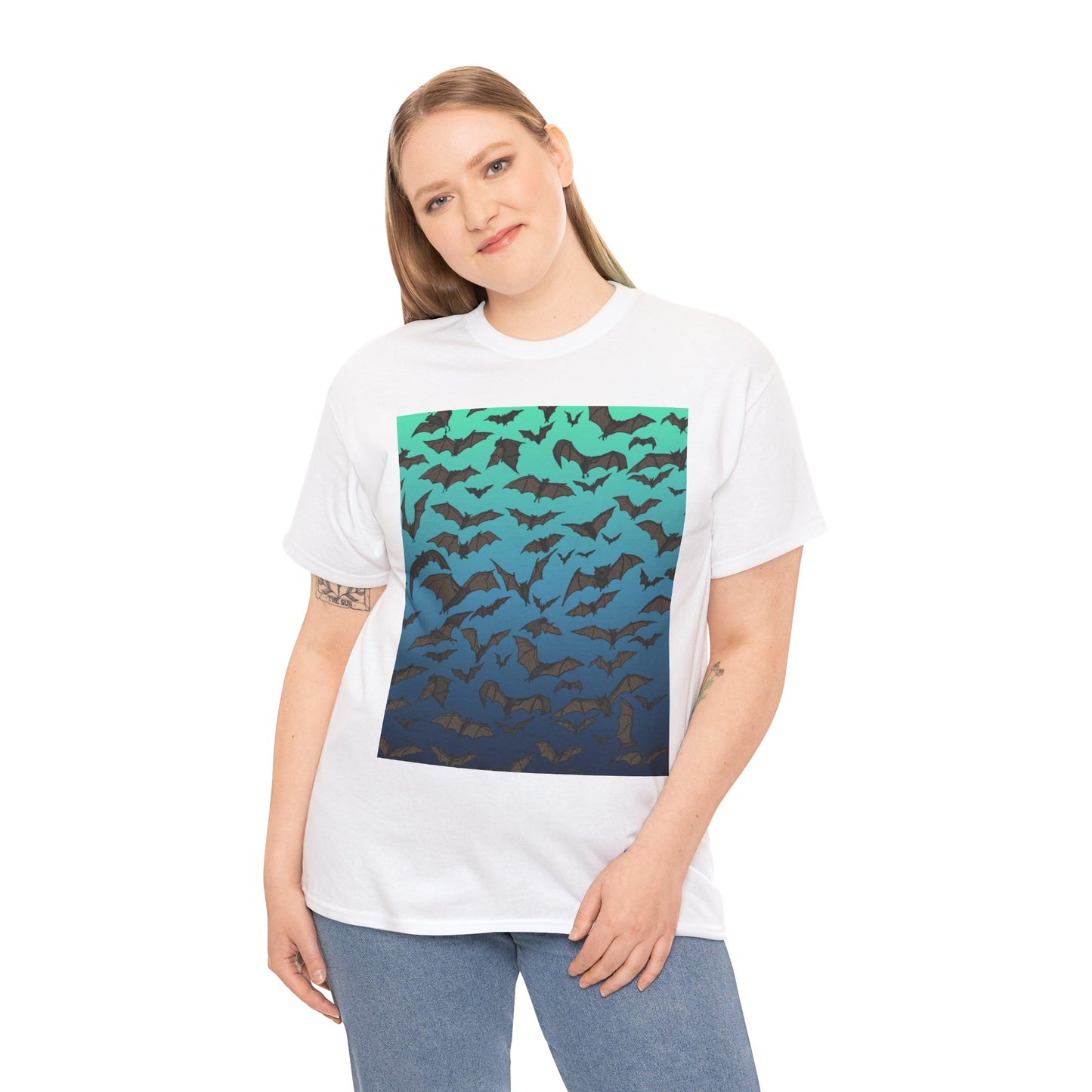 Bat Swarm Graphic Tee — Gradient Night Flight T-Shirt