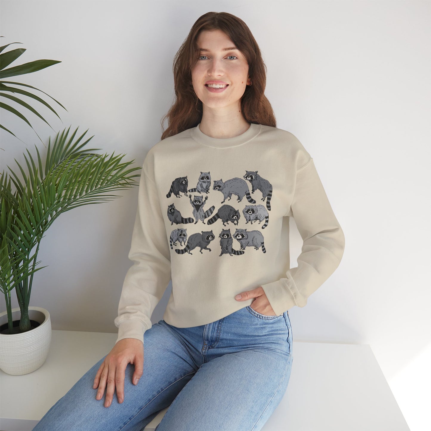 Playful Raccoon Crewneck Sweatshirt - Unisex Heavy Blend
