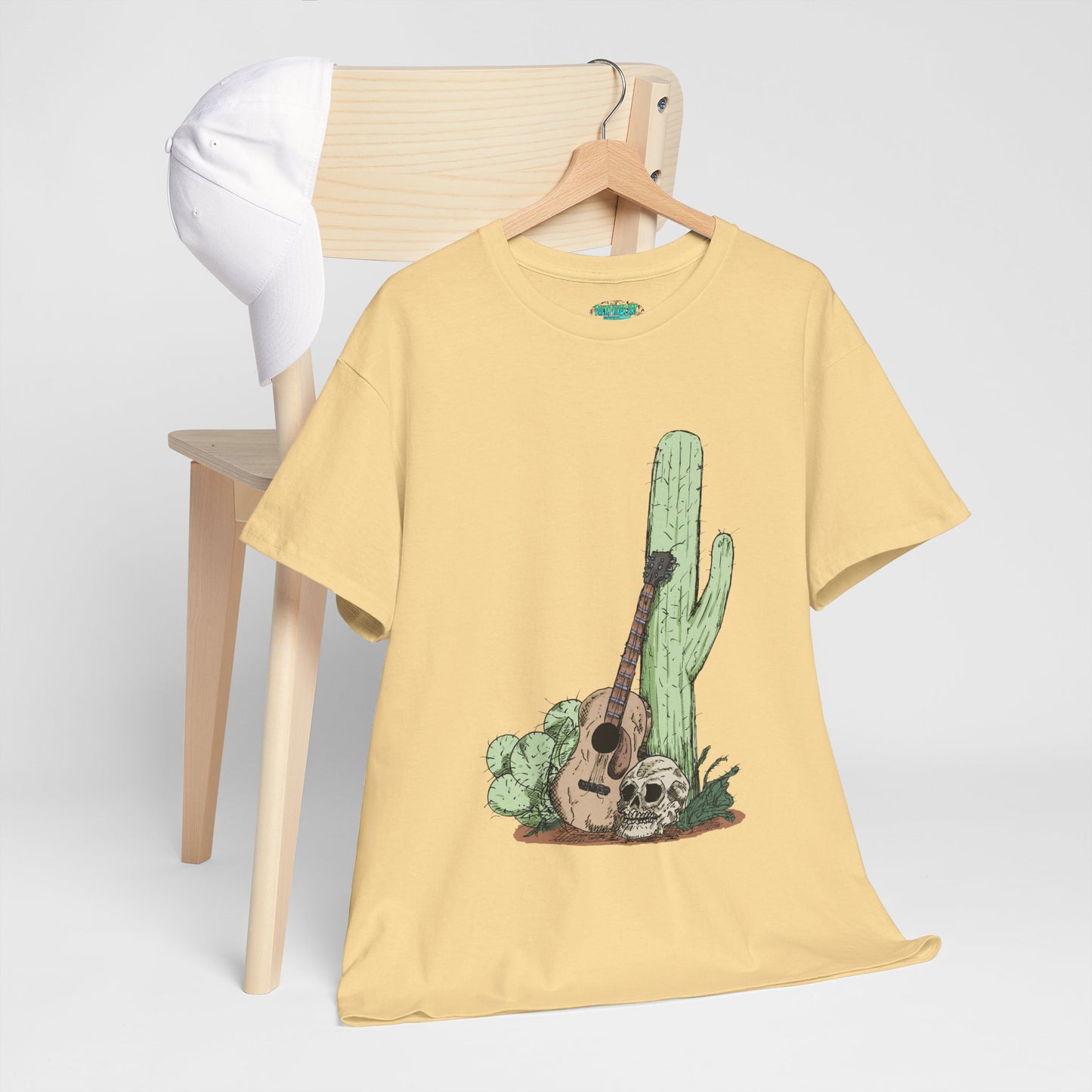 Desert Vibe Graphic Tee - Unisex Heavy Cotton Shirt, Boho Cactus Shirt, Guitar Lover's Gift, Summer Top, Music T-Shirt