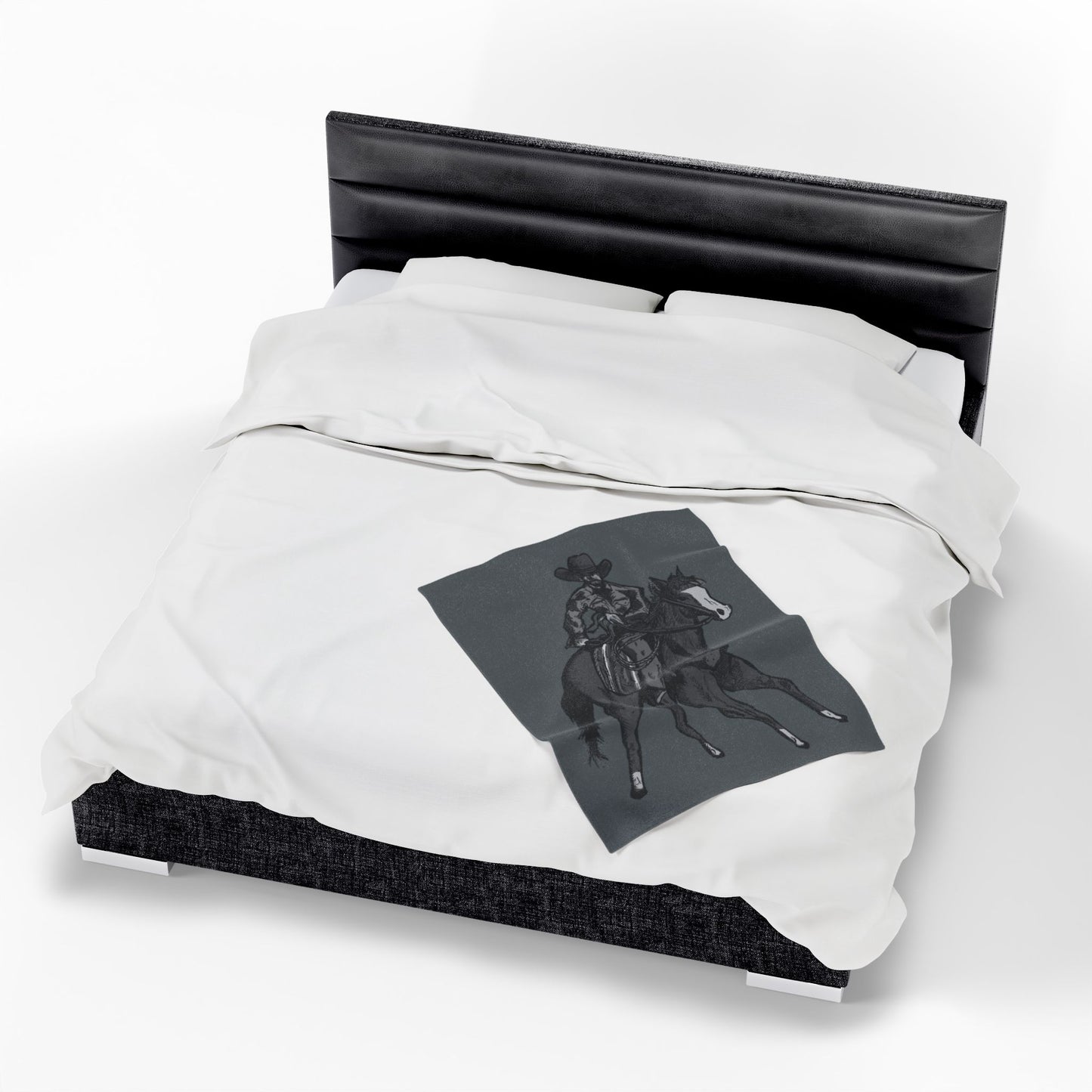 Cowboy Horse Velveteen Plush Blanket – Western Rodeo Throw for Horse Lovers