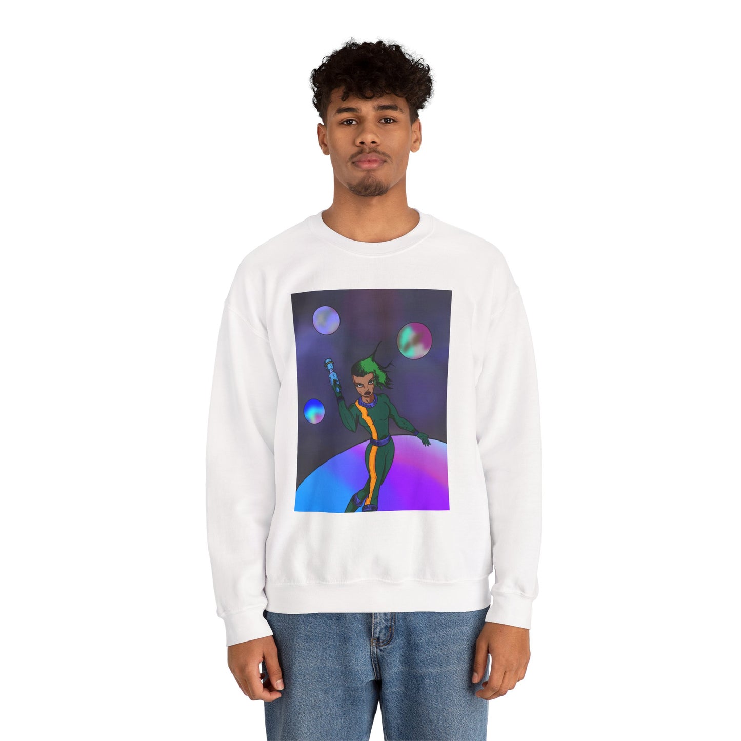 Cosmic Character Crewneck Sweatshirt – Fun, Unisex Design for Casual Style