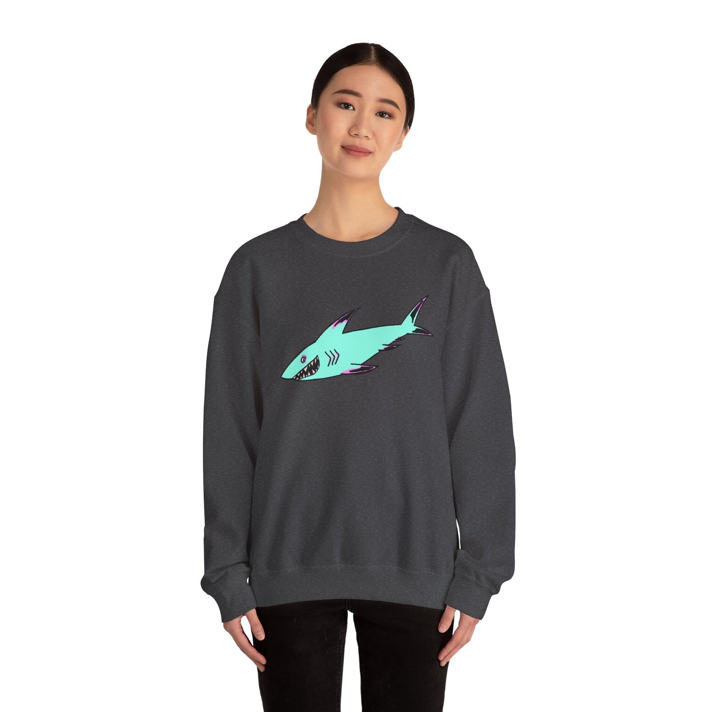 Charming Shark Graphic Sweatshirt - Unisex Heavy Blend™ Crewneck