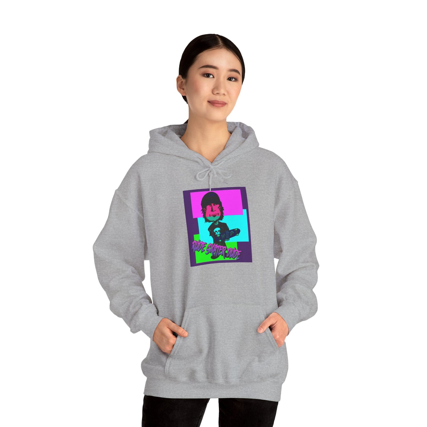 Retro Neon Rude Skater Dude Hoodie — Streetwear
