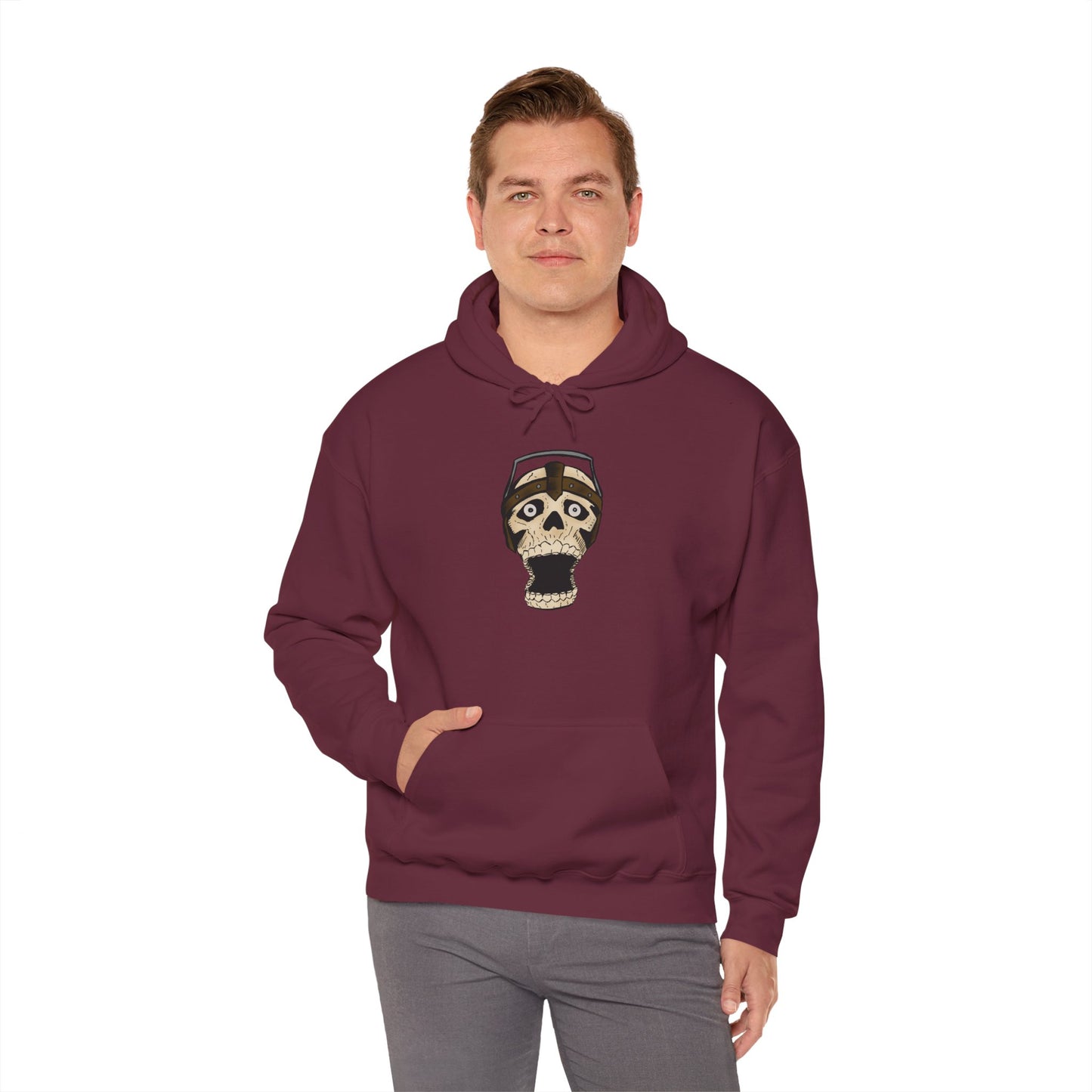 Screaming Skull Graphic Hoodie, Unisex Heavy Blend Sweatshirt, Cozy Casual Wear, Gift for Halloween, Unique October Fashion, Everyday Comfort