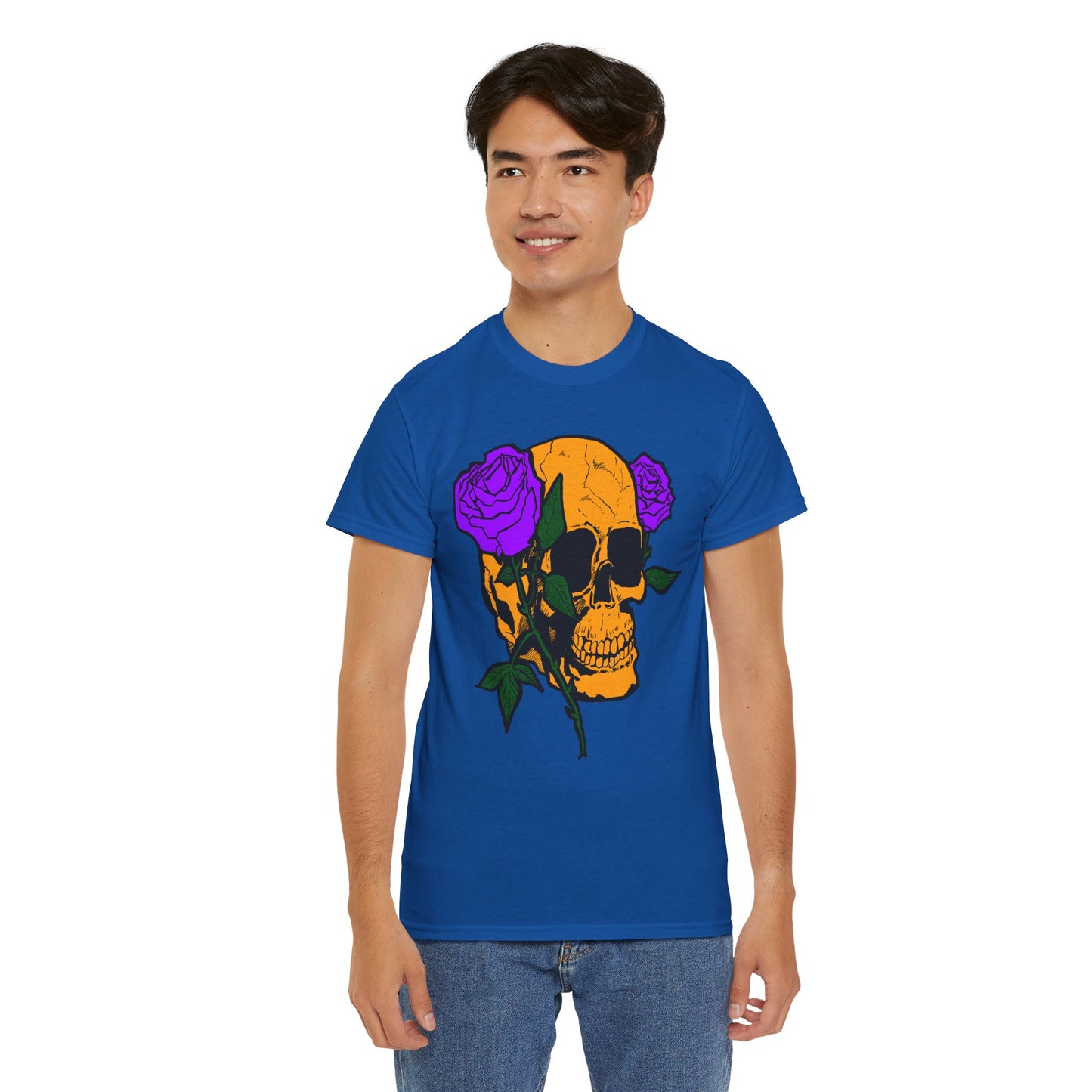 Skull and Roses Unisex Tee, Gothic Aesthetic Shirt, Vintage Graphic T-Shirt, Streetwear Essentials, Edgy Casual Wear