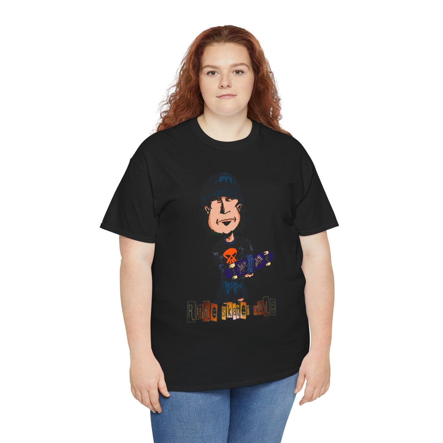 Rude Skater Dude Cartoon Skate Punk T-Shirt — Skateboarding Tee with Skull Design