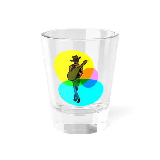 Cowboy Guitarist Shot Glass — Neon Circle Music Shooter (1.5oz)