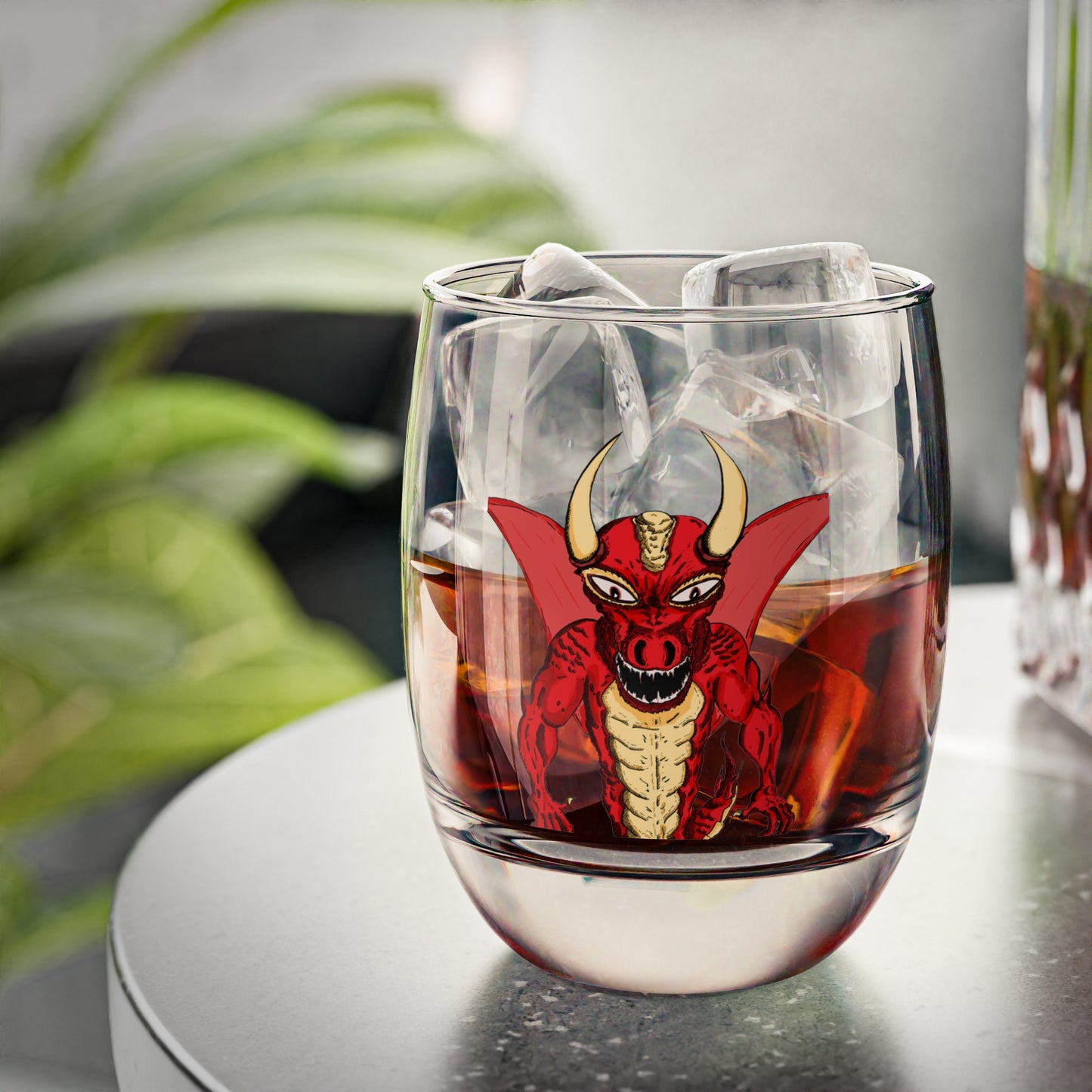 Demon Dragon Theme Whiskey Glass - Perfect for Gamers, Birthday Gift, Barware, Novelty Drinking Glass, Halloween Decor