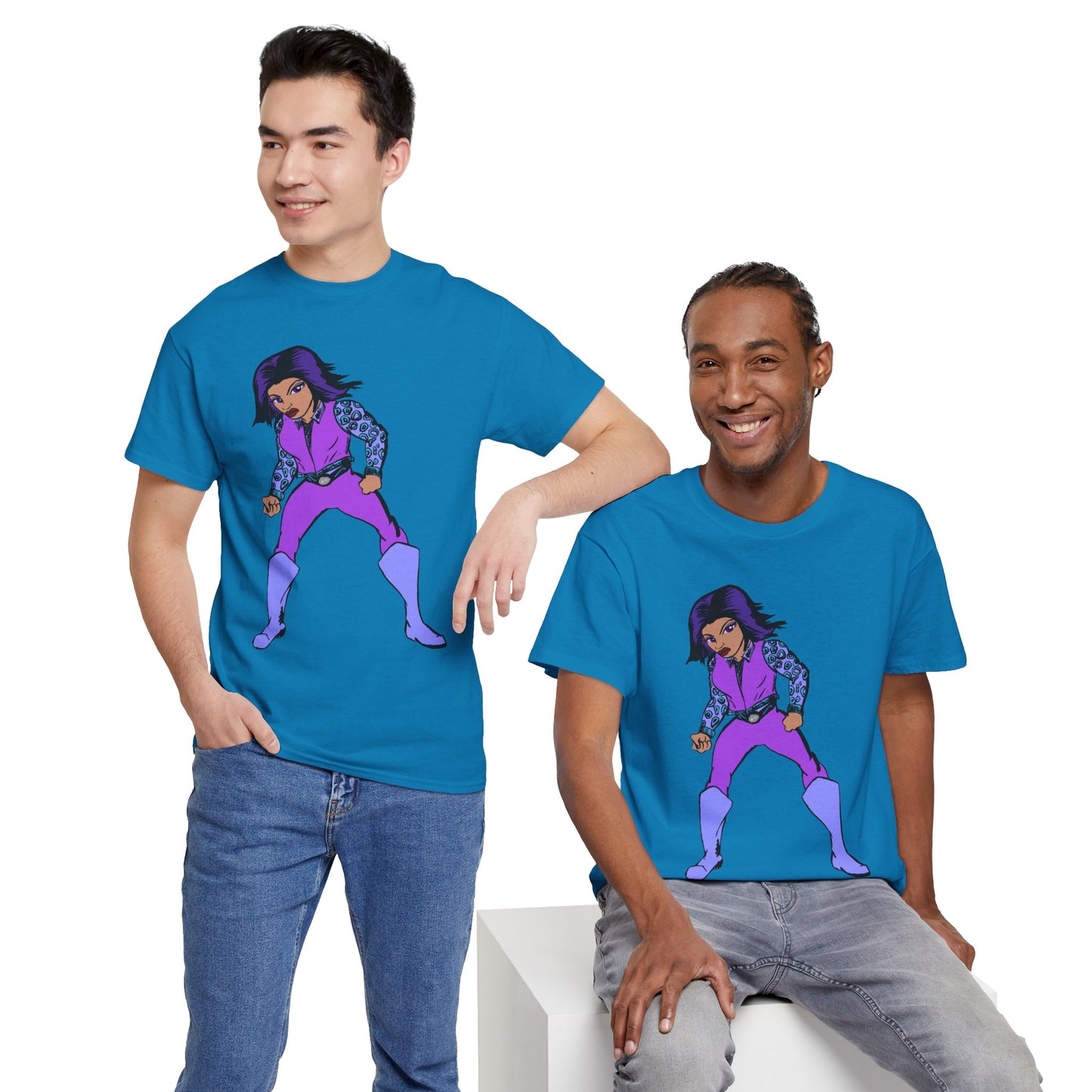Retro Cartoon Hero Woman Character Unisex Heavy Cotton Tee, Vintage Graphic Tee, Fun T-Shirt, Gift for Fans, Casual Wear, Everyday Tee