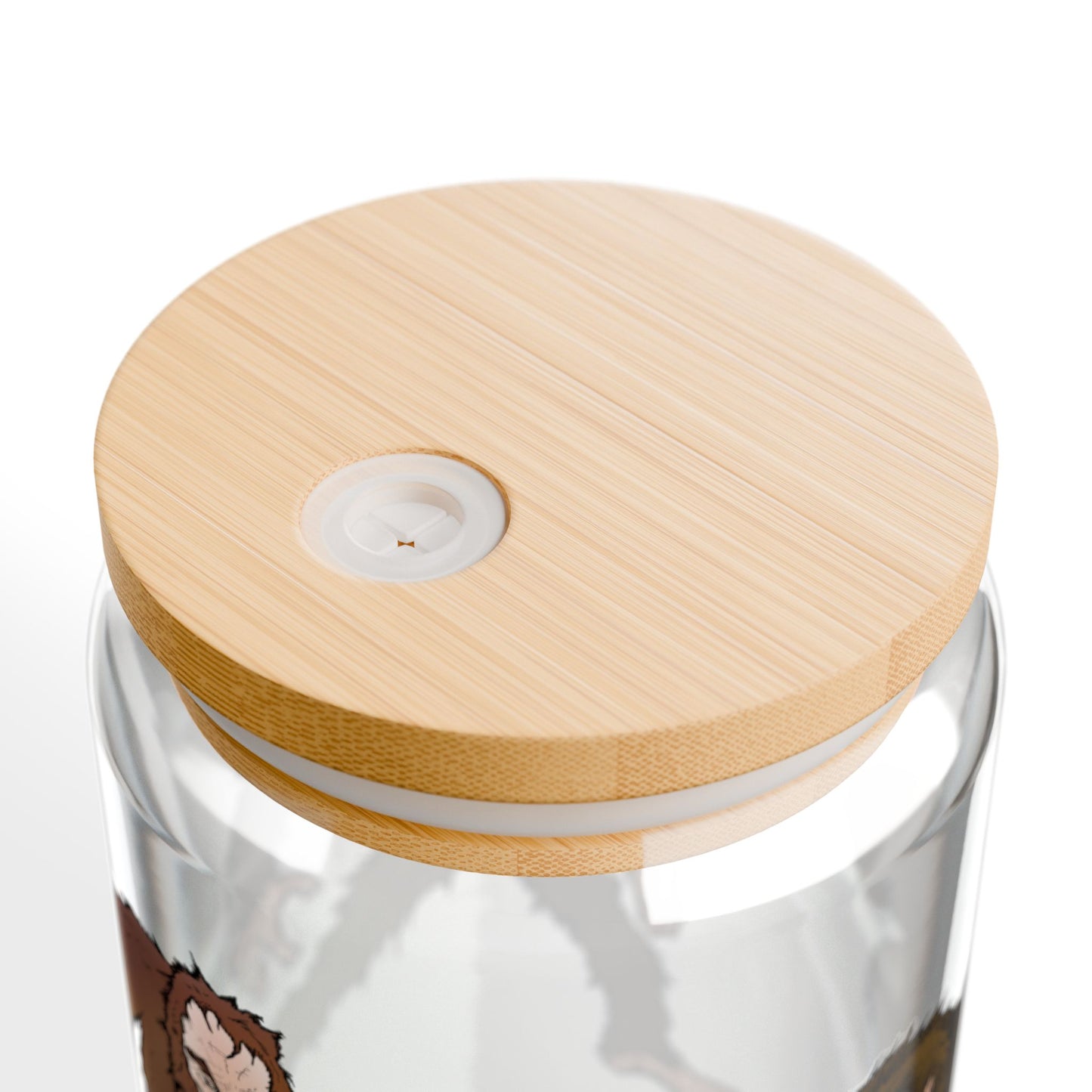 Bigfoot Pattern 16oz Sipper Glass with Bamboo Lid — Sasquatch Camping Drink Tumbler
