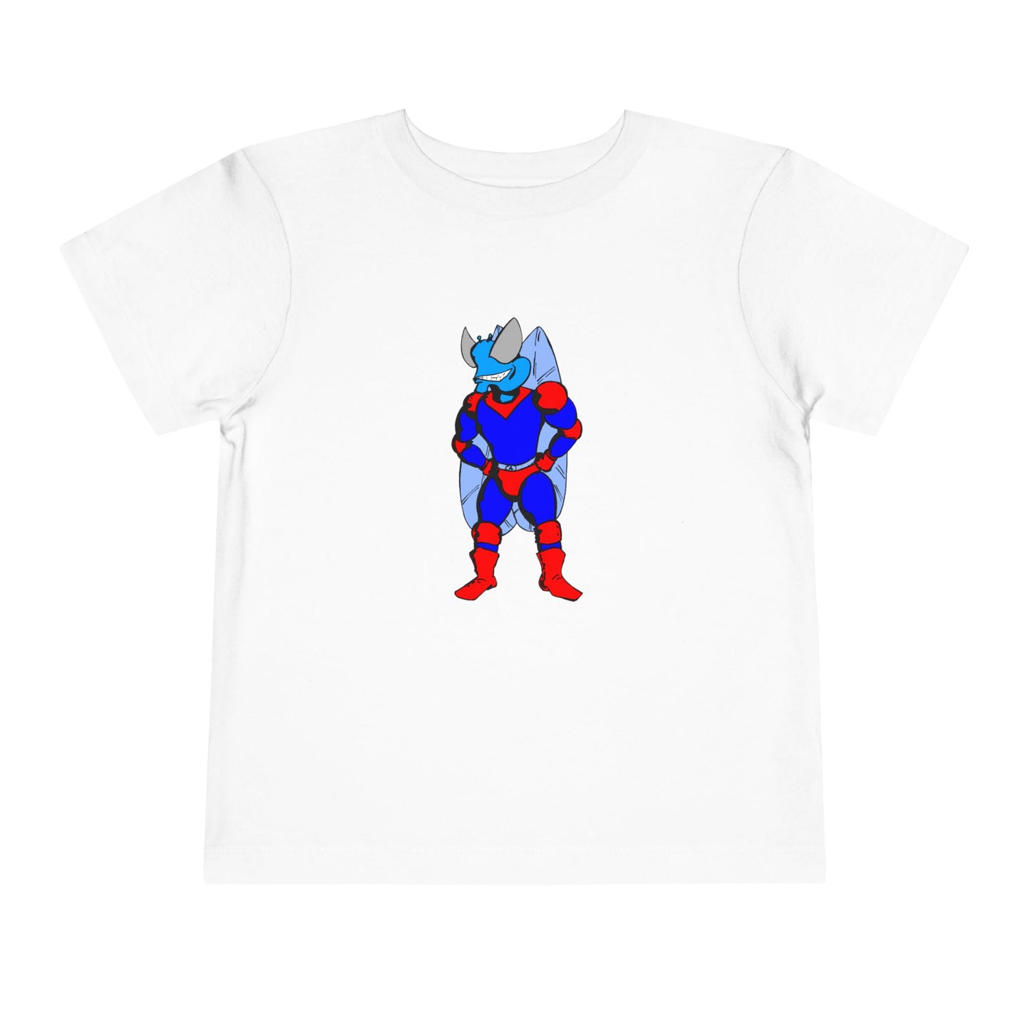 Astro-Fly Toddler Tee — Brave Blue Superhero Bug Graphic