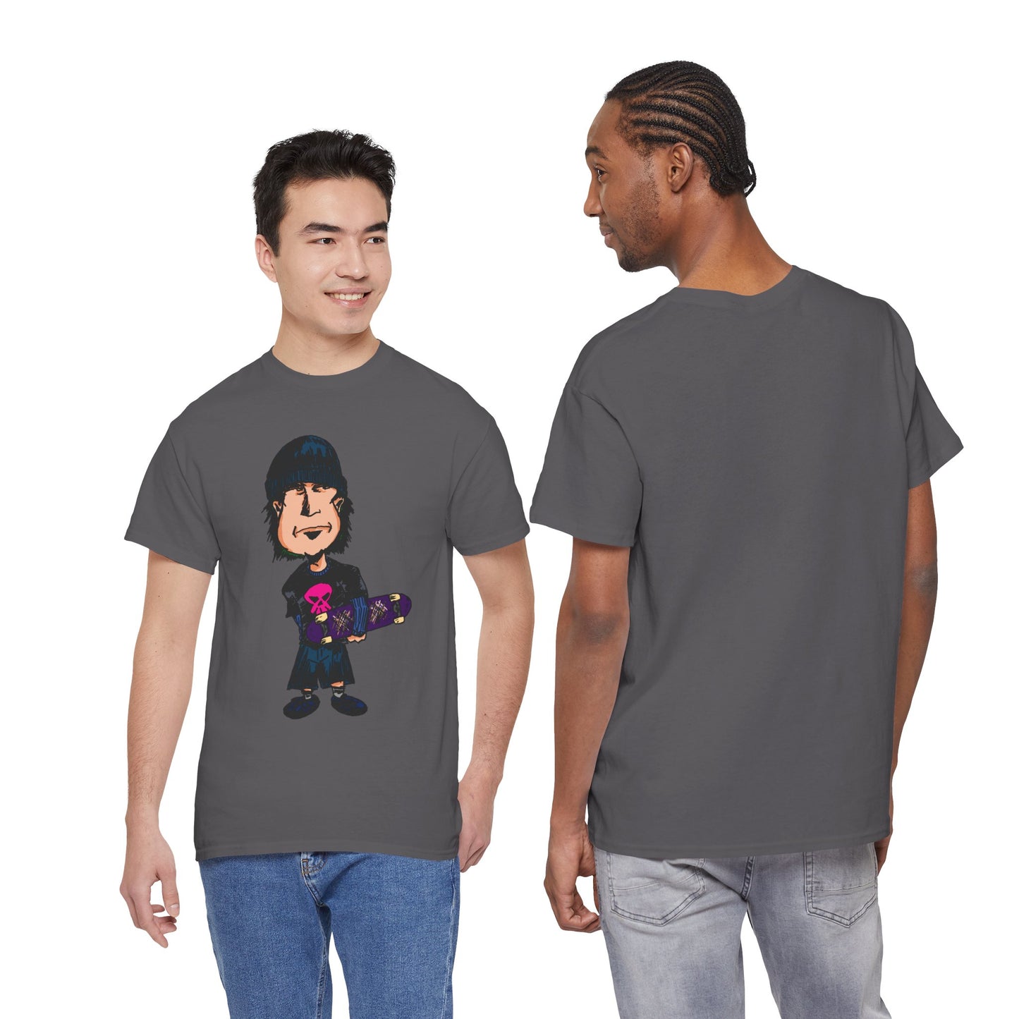 Rude Skater Dude - Skate Punk - Skater Kid Cartoon T‑Shirt — Cute Skateboarder Graphic Tee