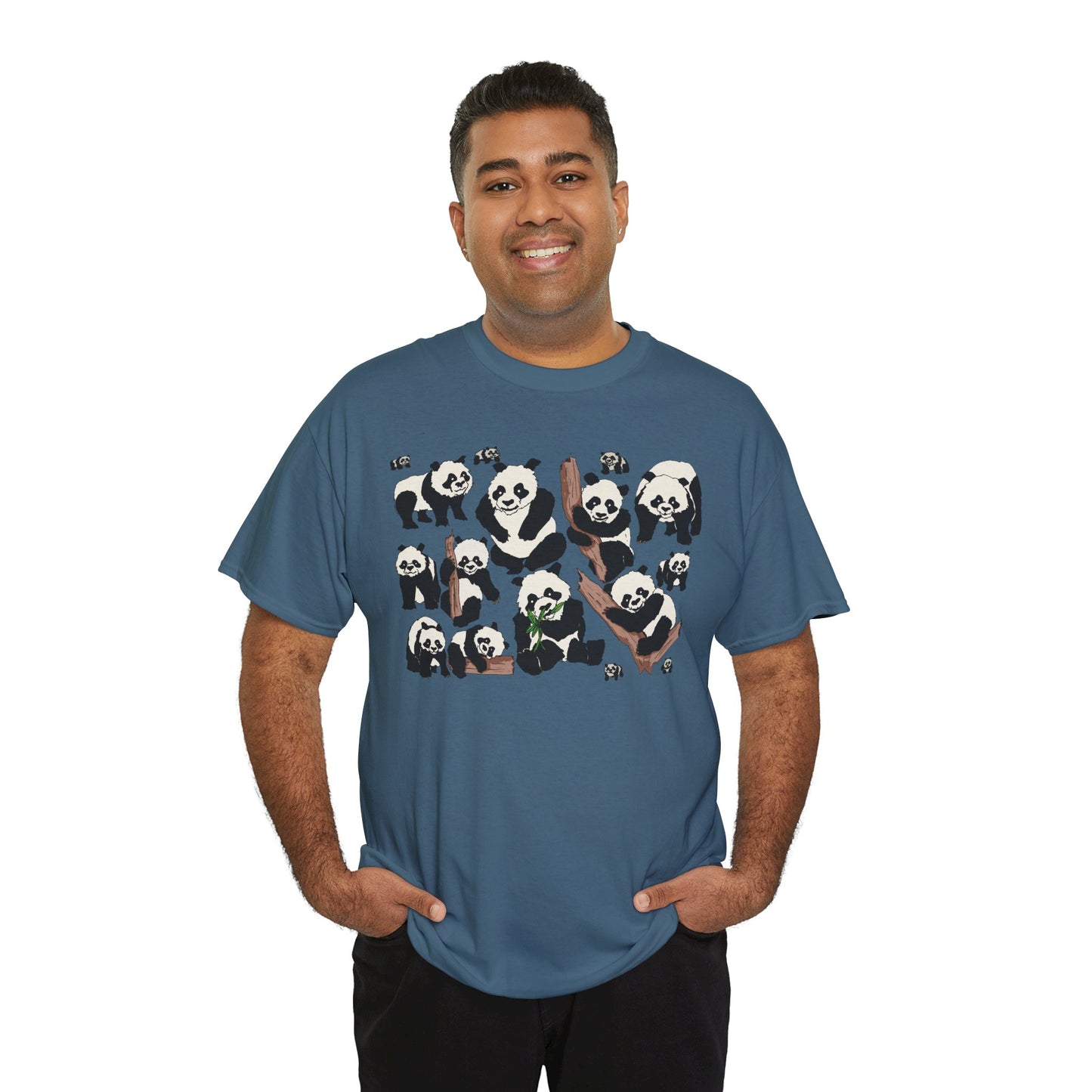 Cute Panda Design Unisex Heavy Cotton Tee | Animal Lover Gift, Casual Wear, Eco-Friendly Apparel, Nature Enthusiast Clothing
