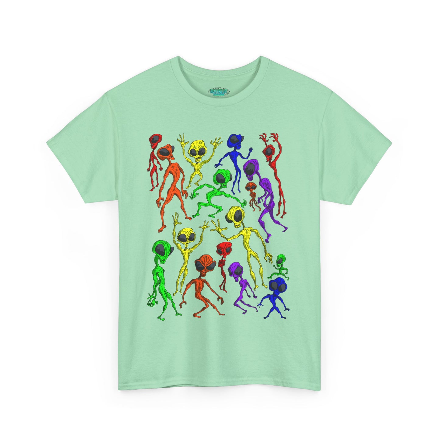 Rainbow Alien Dance Party Unisex Tee - Cosmic Sci-Fi Shirt