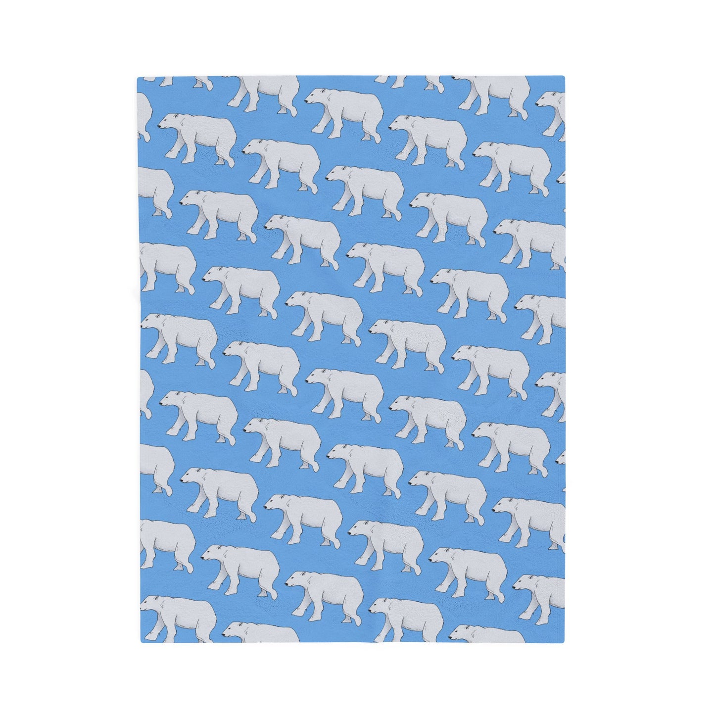 Polar Bear Pattern Velveteen Plush Blanket — Cozy Blue Arctic Throw for Home & Gifts