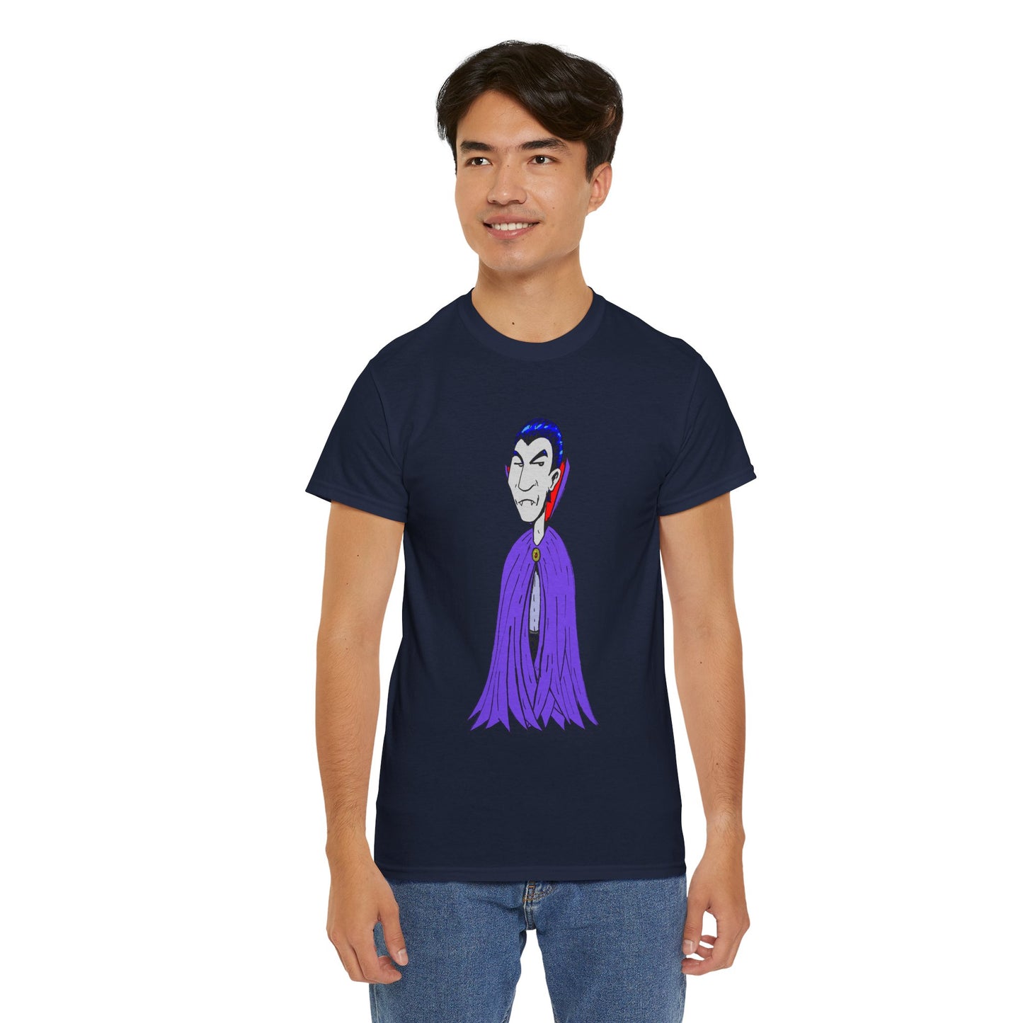 Vampire Cartoon Tee - Cute Purple Cloak Dracula Graphic T-Shirt