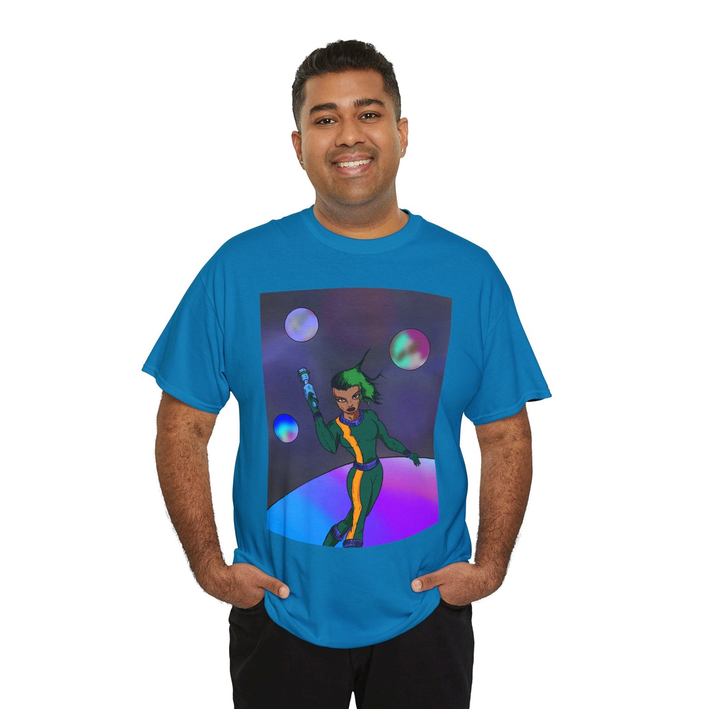Cosmic Hero Vibe Tee - Unisex Heavy Cotton Tee, Space Art Shirt, Retro Sci-Fi T-Shirt, Gift for Space Lovers, Unique Graphic Tee