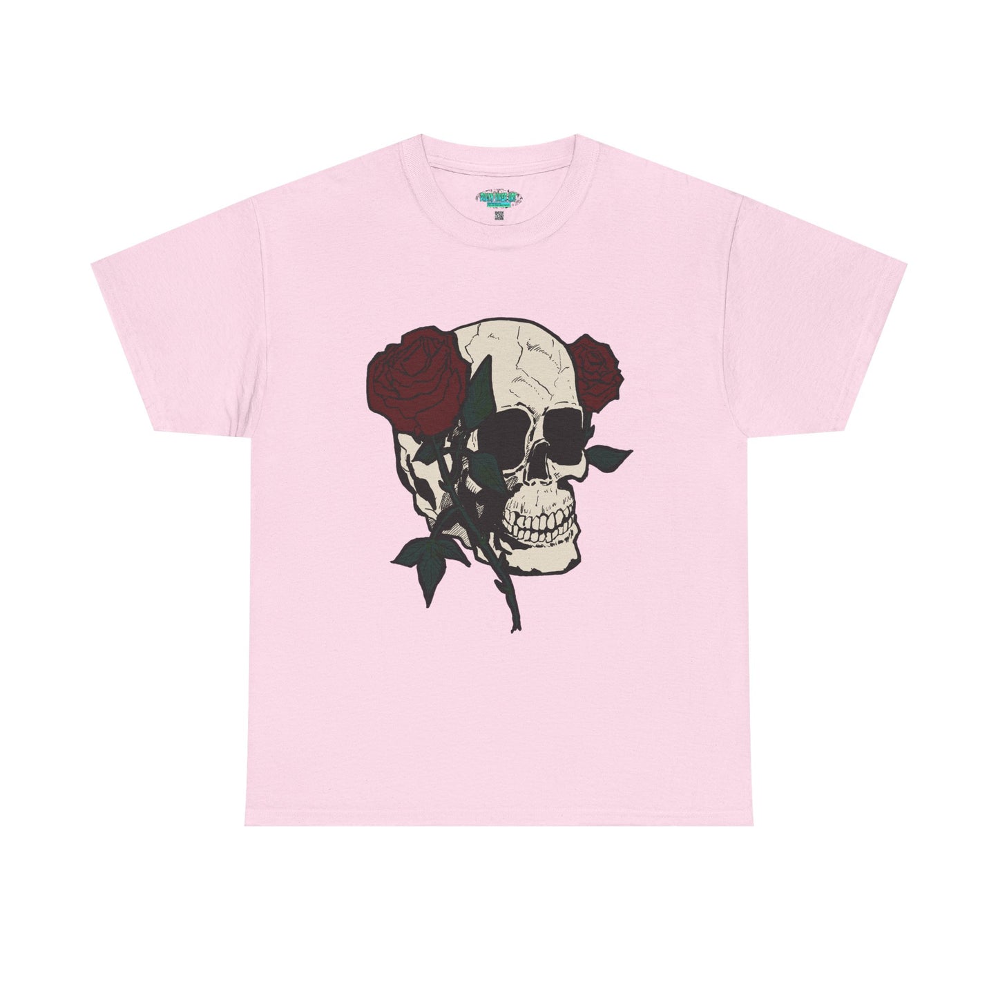 Skull and Roses Unisex Heavy Cotton Tee - Edgy Graphic T-Shirt for Impactful Style