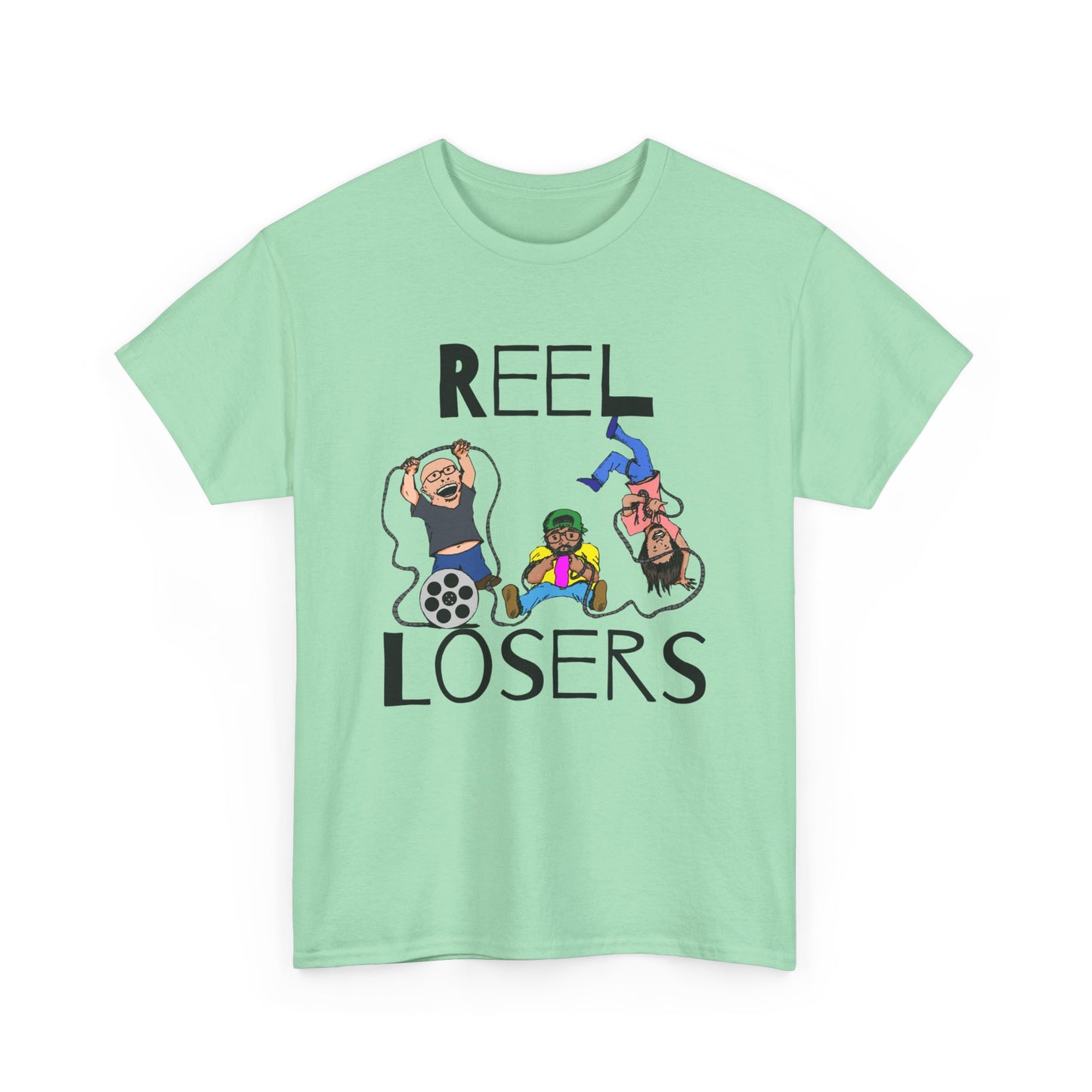 Reel Losers Podcast Unisex Heavy Cotton Tee, Funny Graphic Shirt, Casual Everyday Wear, Gift for Movie Lovers, Humor T-Shirt