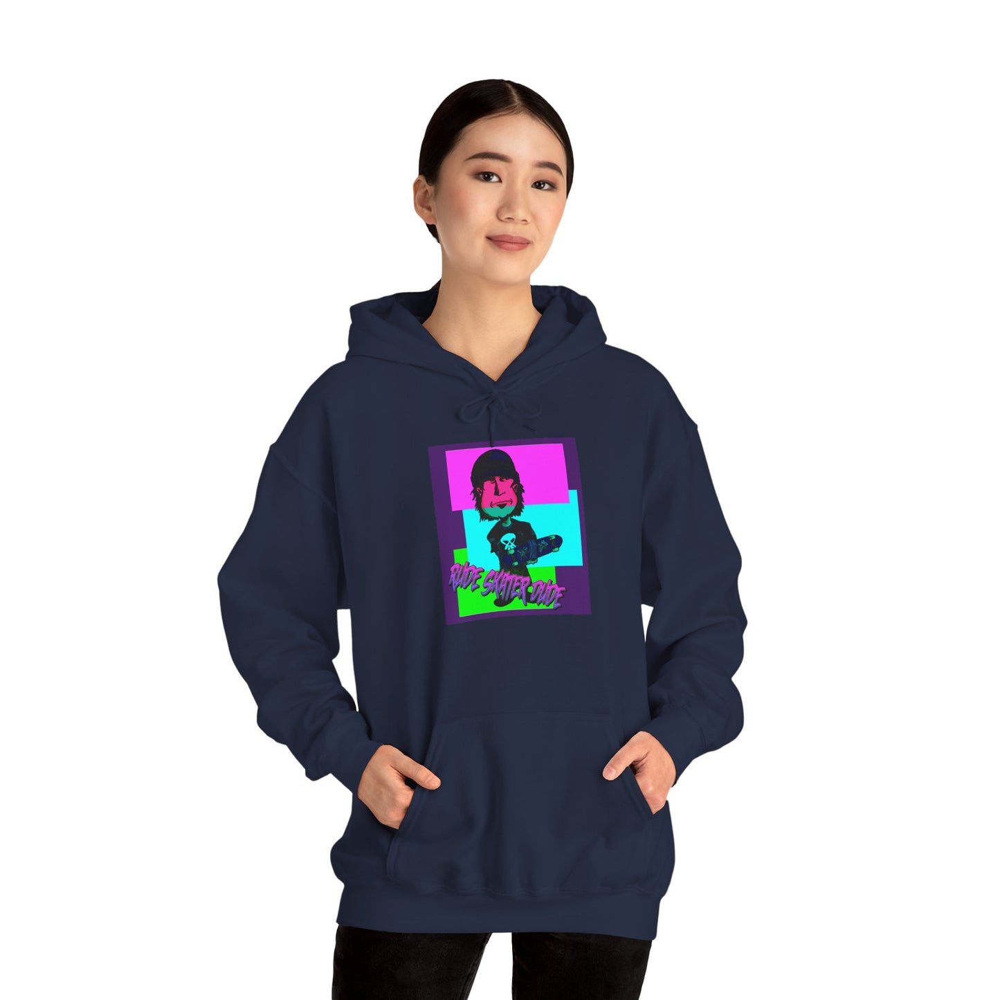 Retro Neon Rude Skater Dude Hoodie — Streetwear