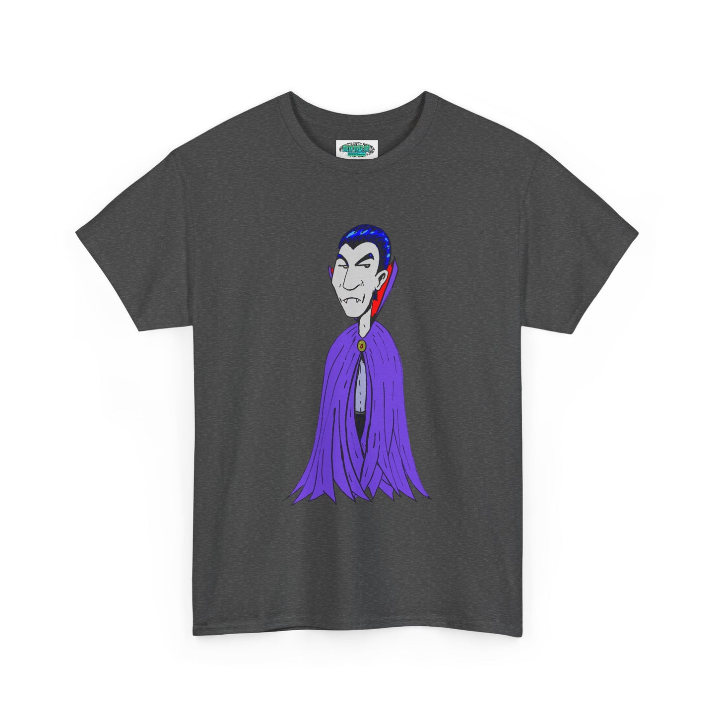 Vampire Cartoon Tee - Cute Purple Cloak Dracula Graphic T-Shirt