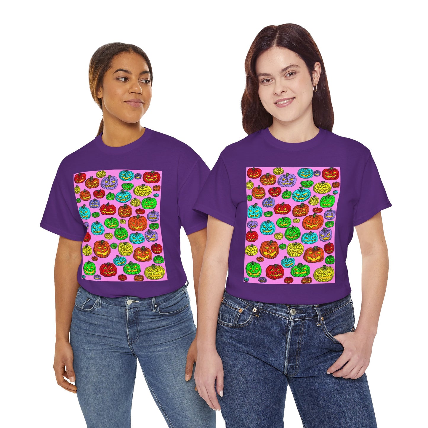 Colorful Pumpkin Graphic Tee, Unisex Cotton T-Shirt, Halloween Costume, Fall Apparel, Trendy Graphic Shirt, Casual Wear