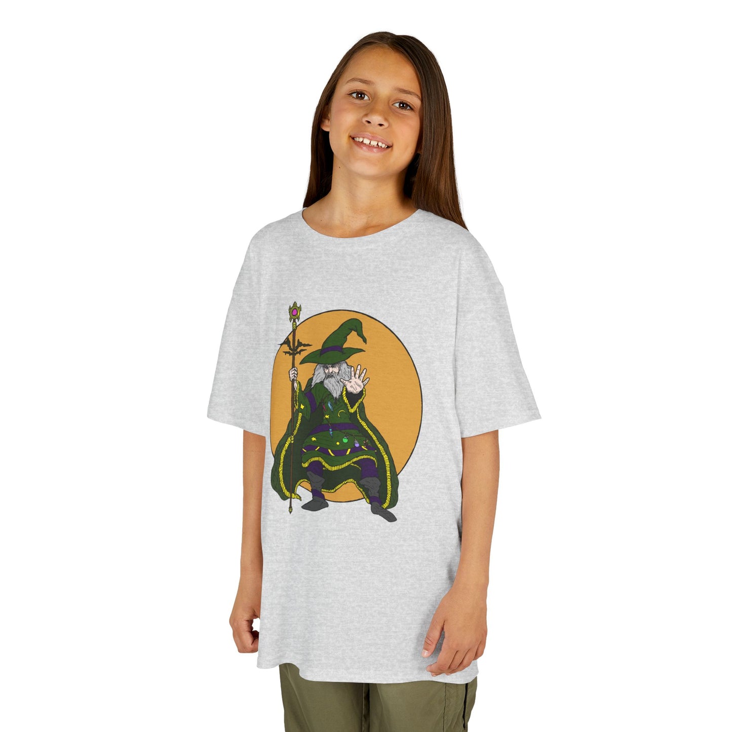 Wizard Holding a Magical Staff Kids Heavy Cotton™ Tee