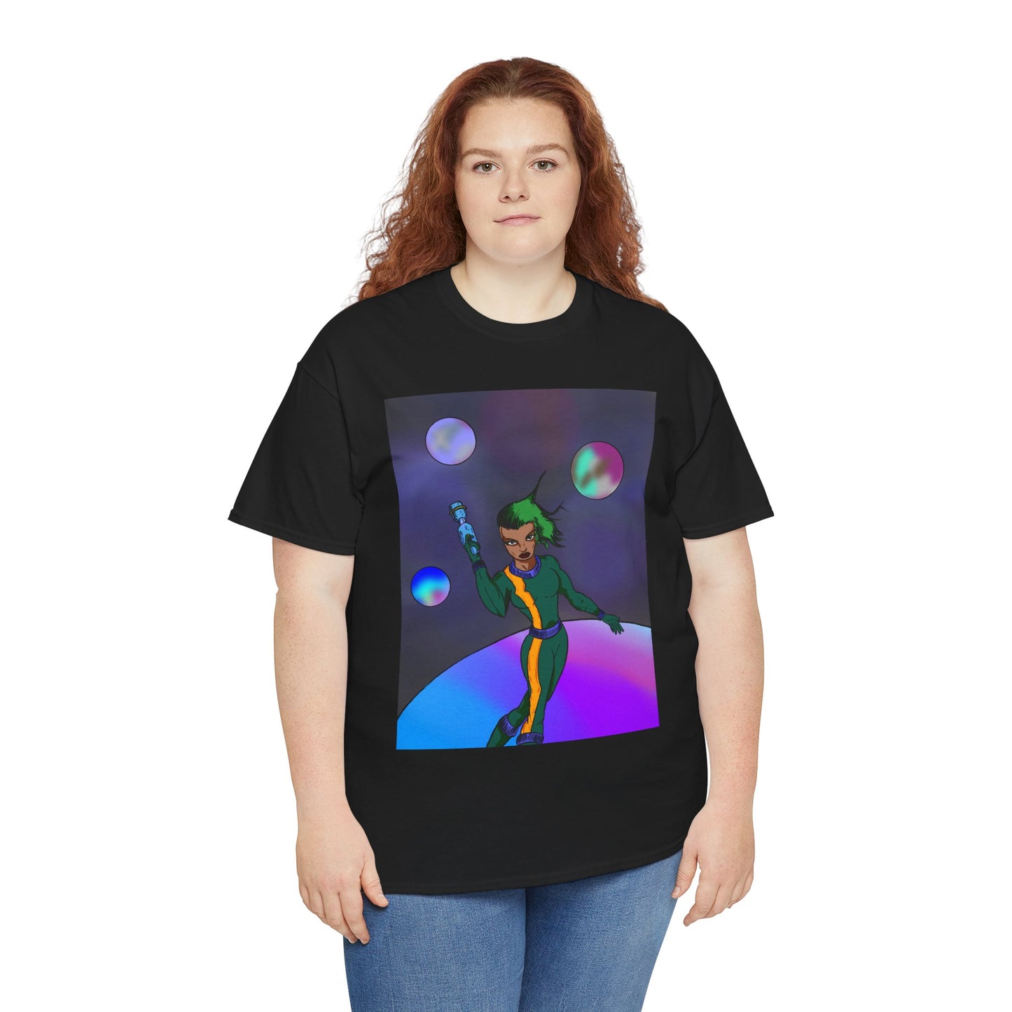 Cosmic Hero Vibe Tee - Unisex Heavy Cotton Tee, Space Art Shirt, Retro Sci-Fi T-Shirt, Gift for Space Lovers, Unique Graphic Tee