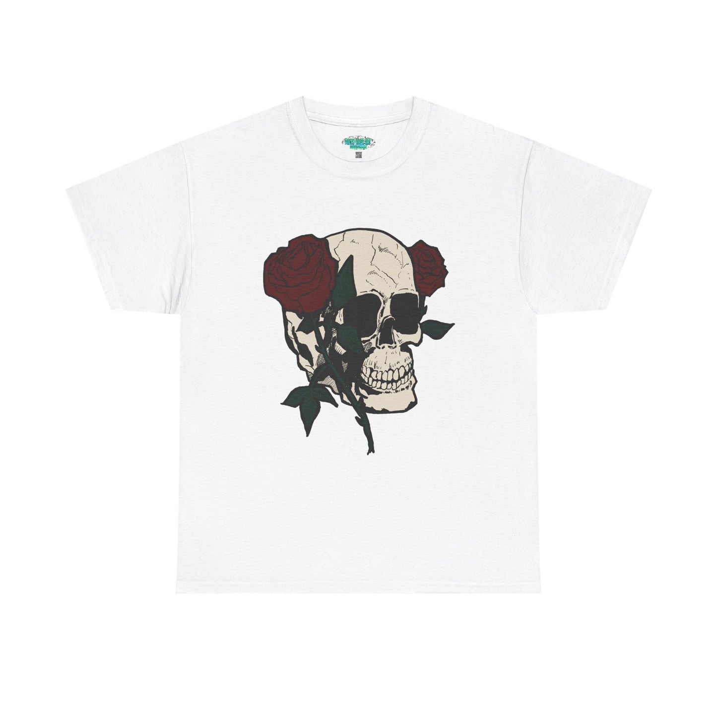 Skull and Roses Unisex Heavy Cotton Tee - Edgy Graphic T-Shirt for Impactful Style