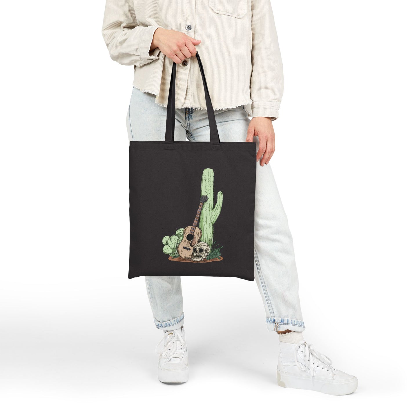 Desert Guitar Canvas Tote Bag – Cactus & Guitar Eco Shopper